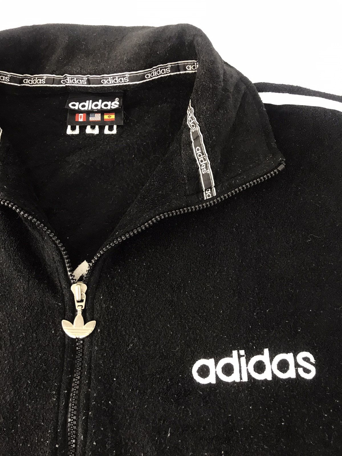 Adidas × Vintage 90s Adidas Trifoil Grizzly Fluffy Fleece Jacket K1072j Size US L / EU 52-54 / 3 - 3 Thumbnail
