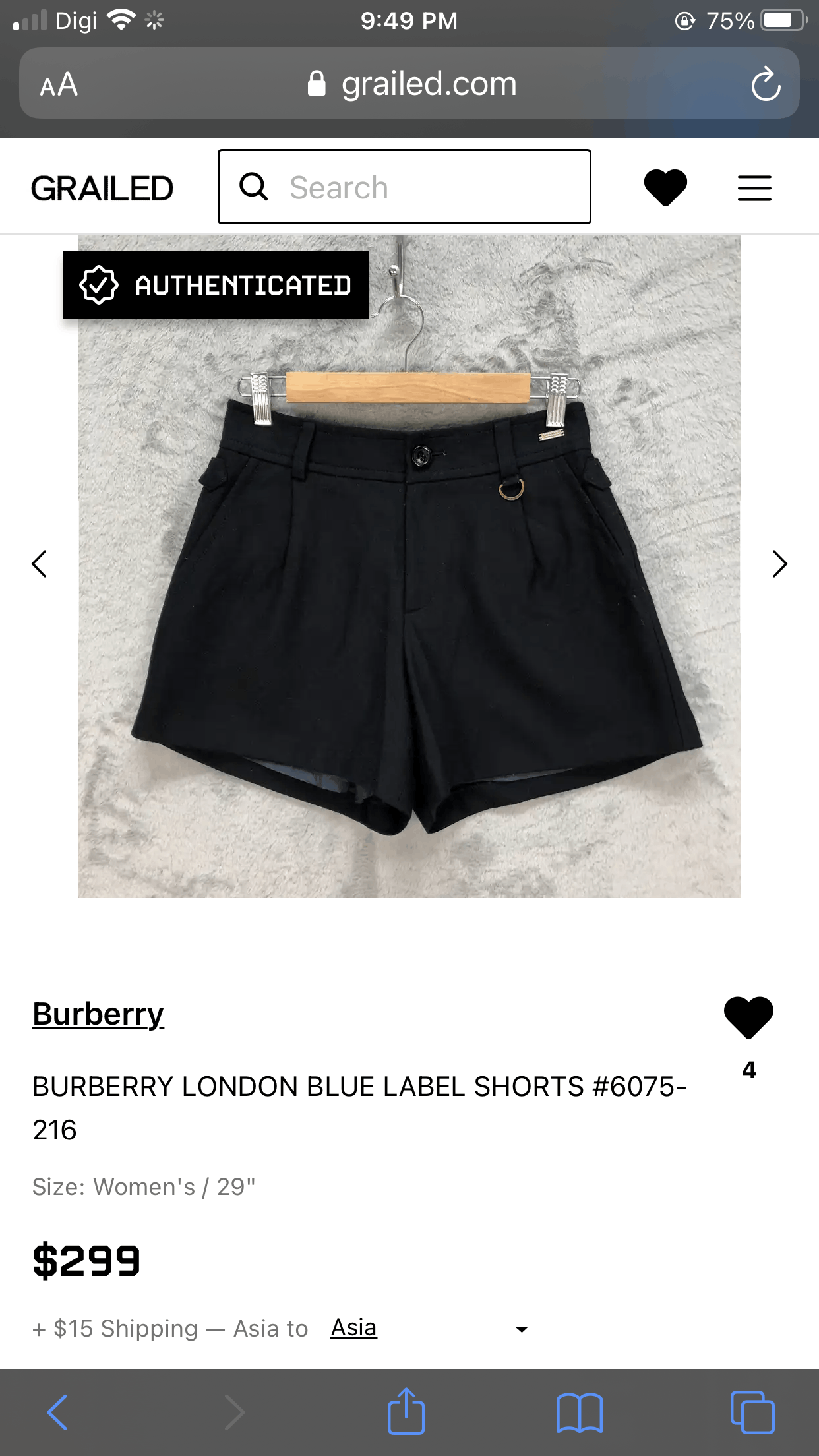 Burberry BURBERRY LONDON BLUE LABEL SHORTS #6075-216 Size 29" - 15 Thumbnail