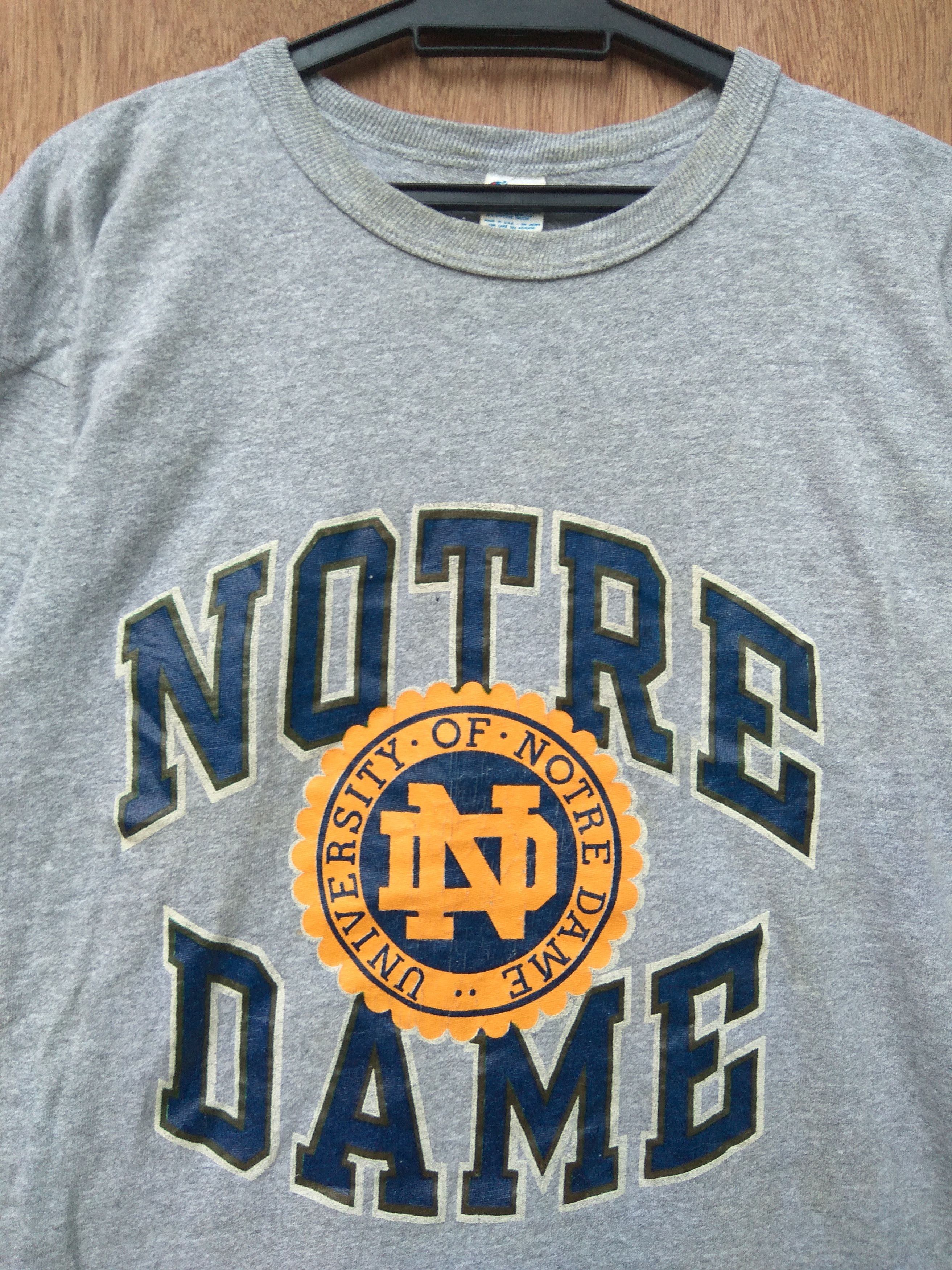 Champion × Vintage Vintage 90s Notre Dame t shirt rayon Champion reverse weave Size US L / EU 52-54 / 3 - 2 Thumbnail