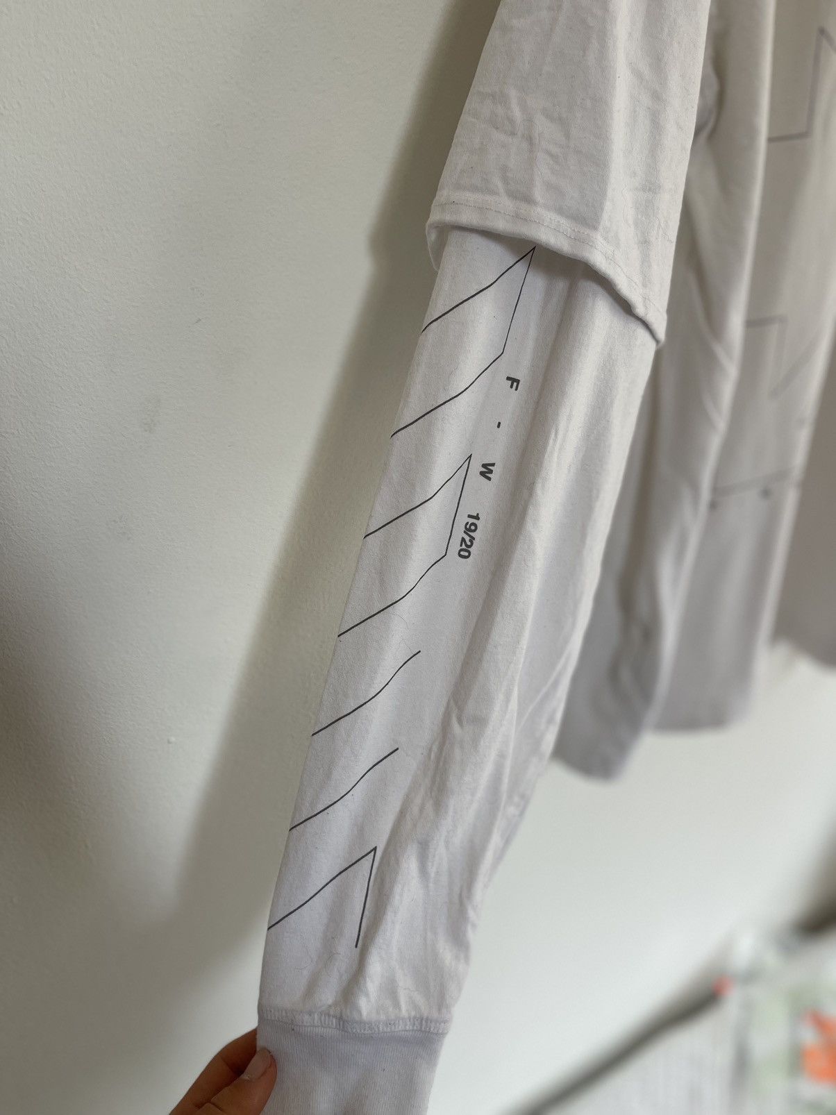 Off white unfinished double Long sleeve TEE