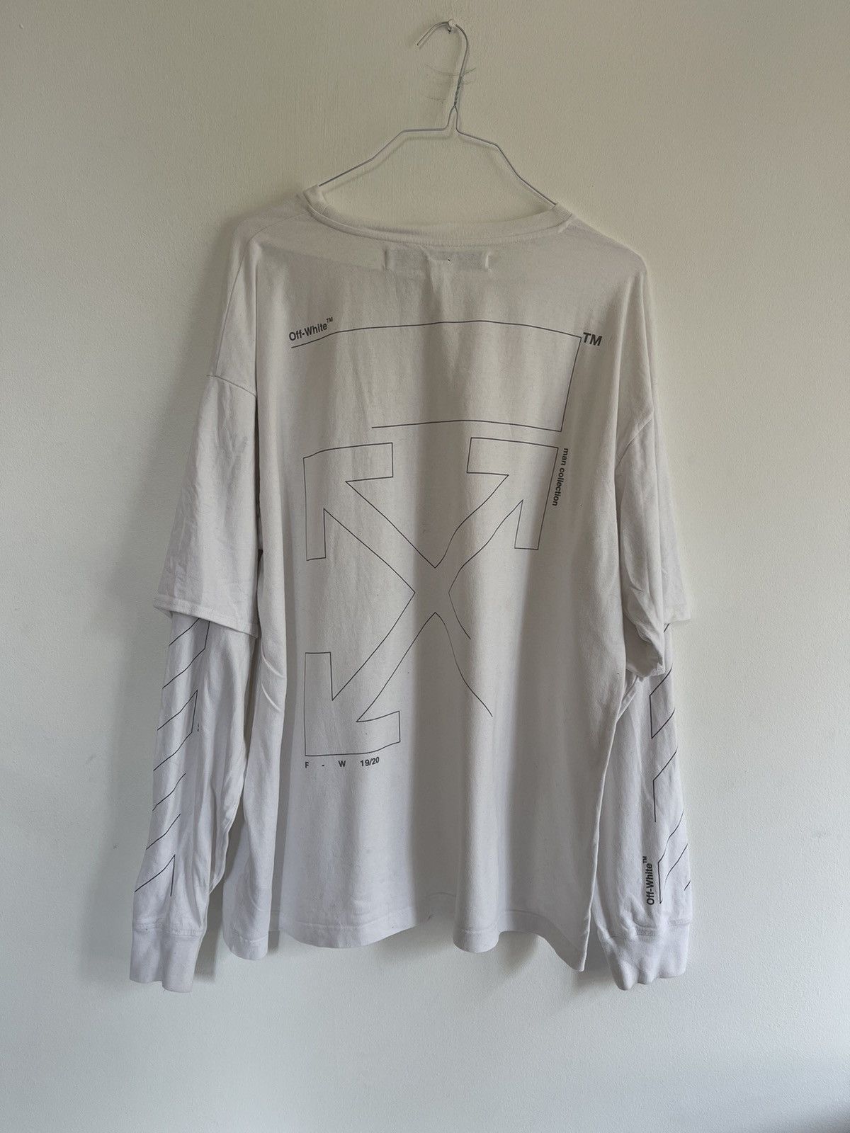 Off white unfinished double Long sleeve TEE