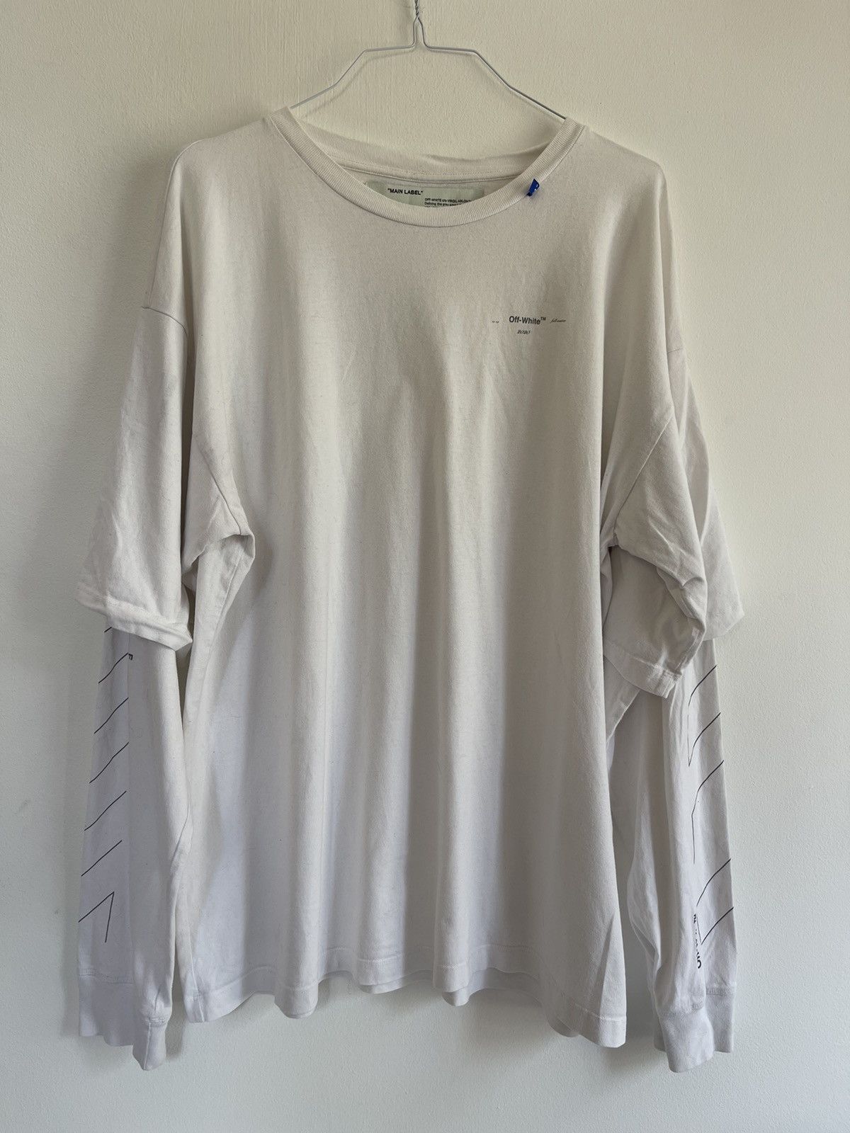 Off white unfinished double Long sleeve TEE