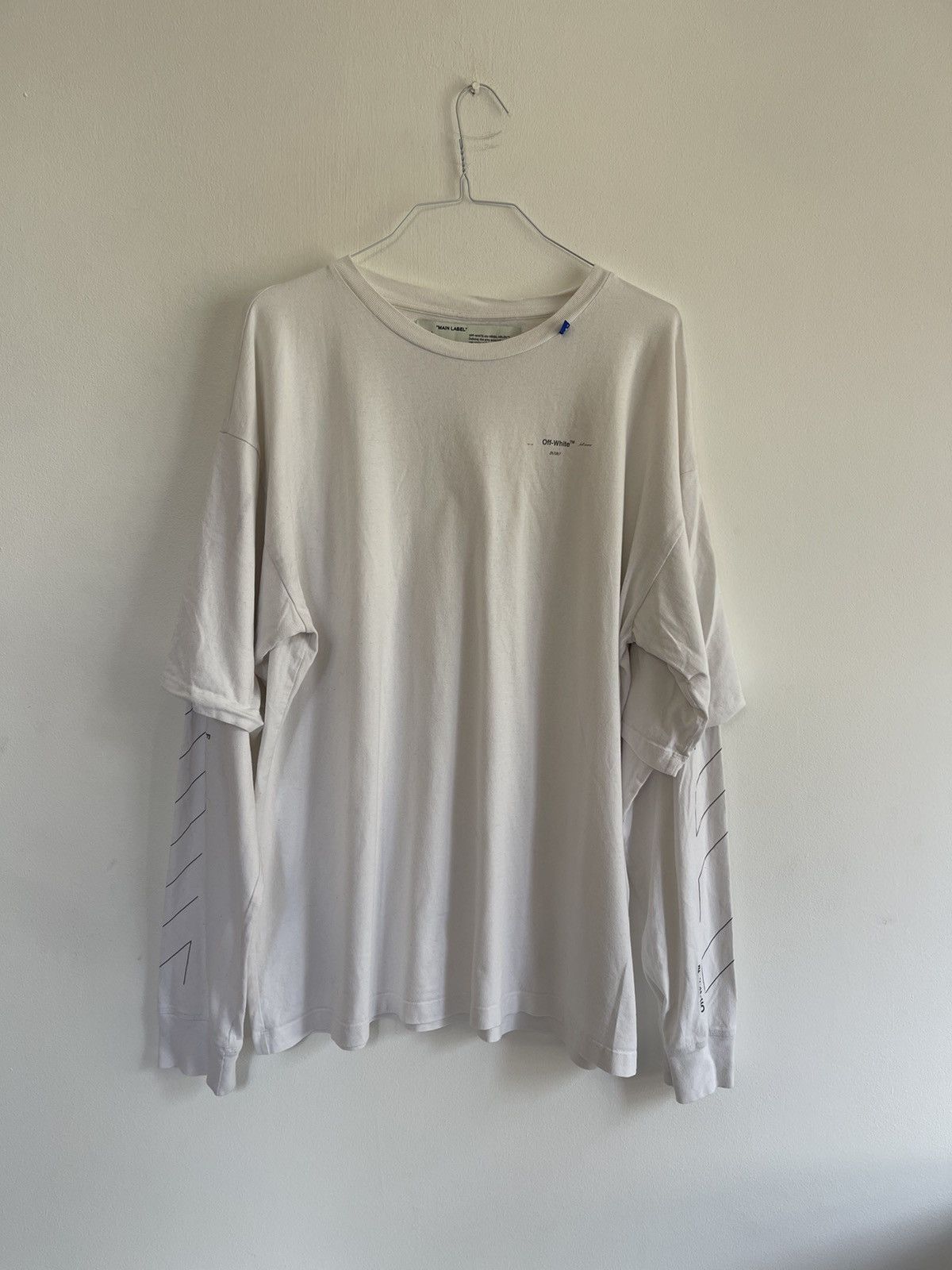 Off white unfinished double Long sleeve TEE