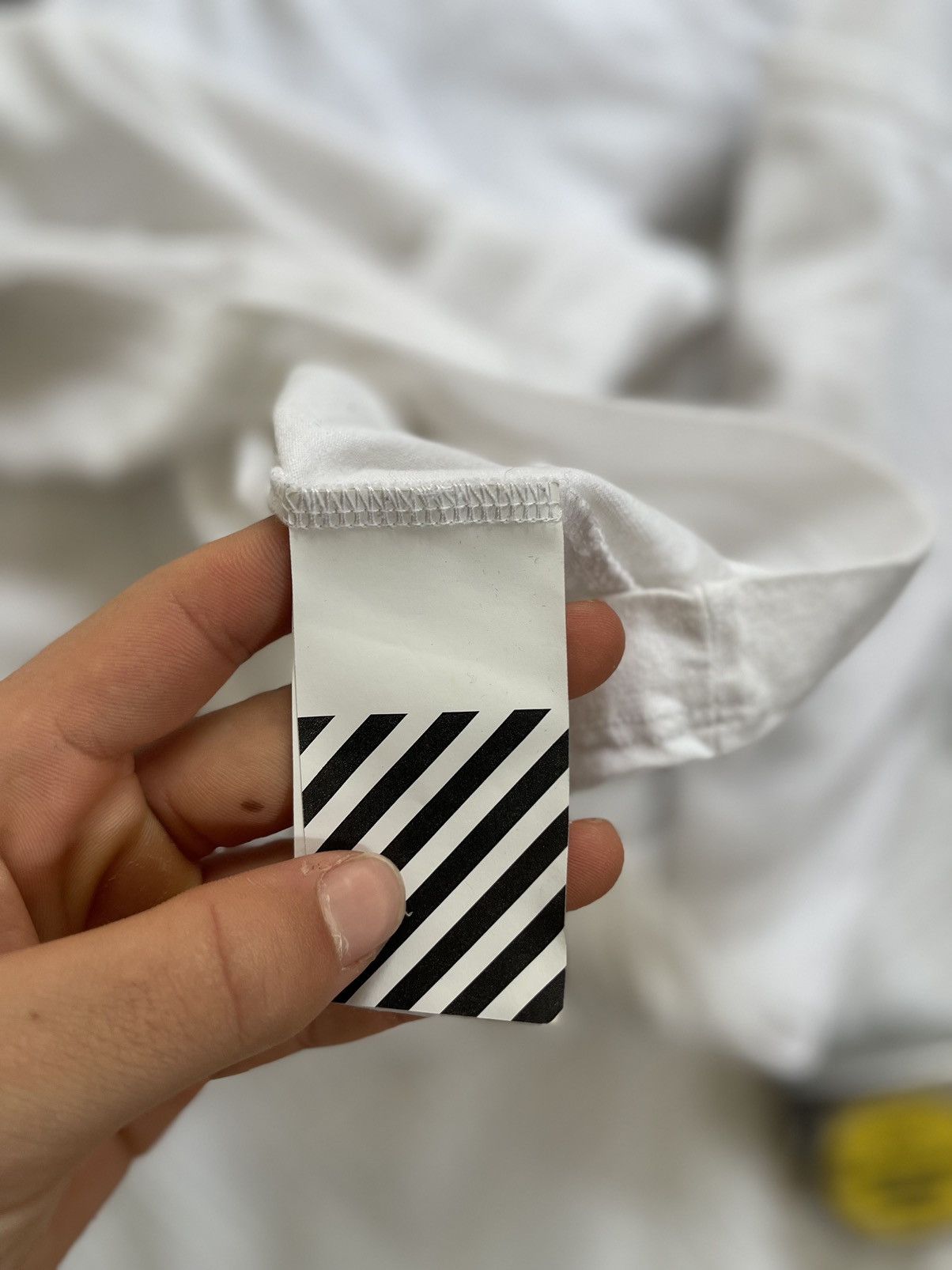 Off white unfinished double Long sleeve TEE