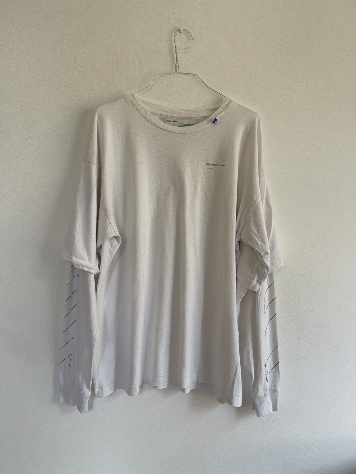 Off white unfinished double Long sleeve TEE