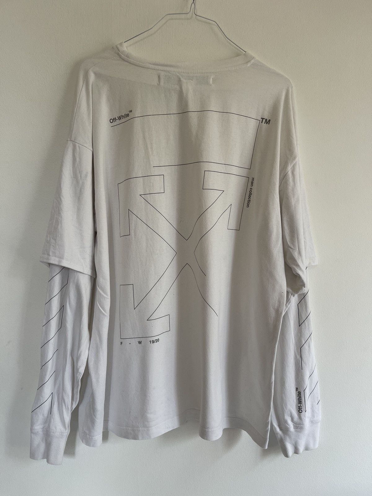 Off white unfinished double Long sleeve TEE