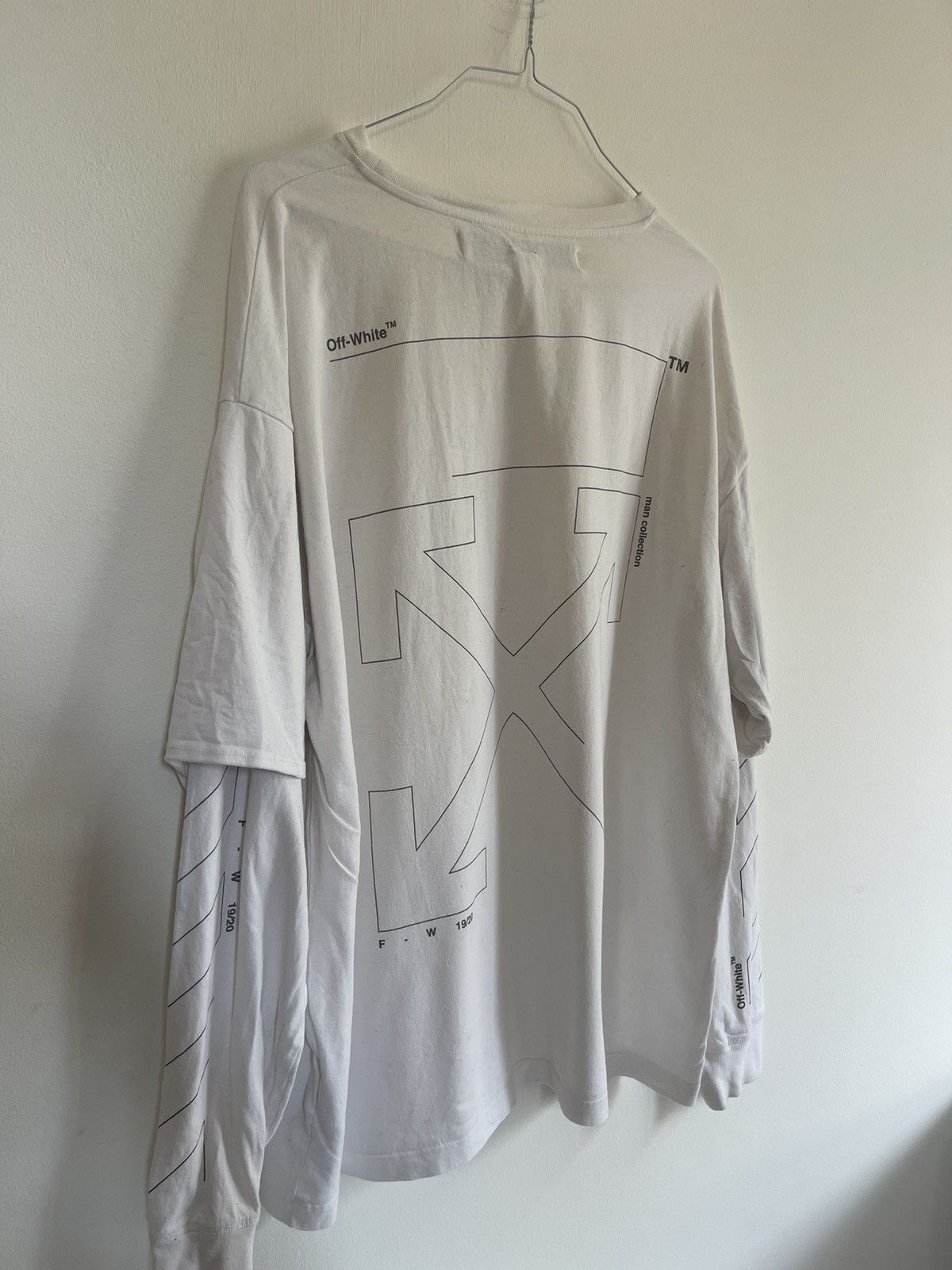 Off white unfinished double Long sleeve TEE