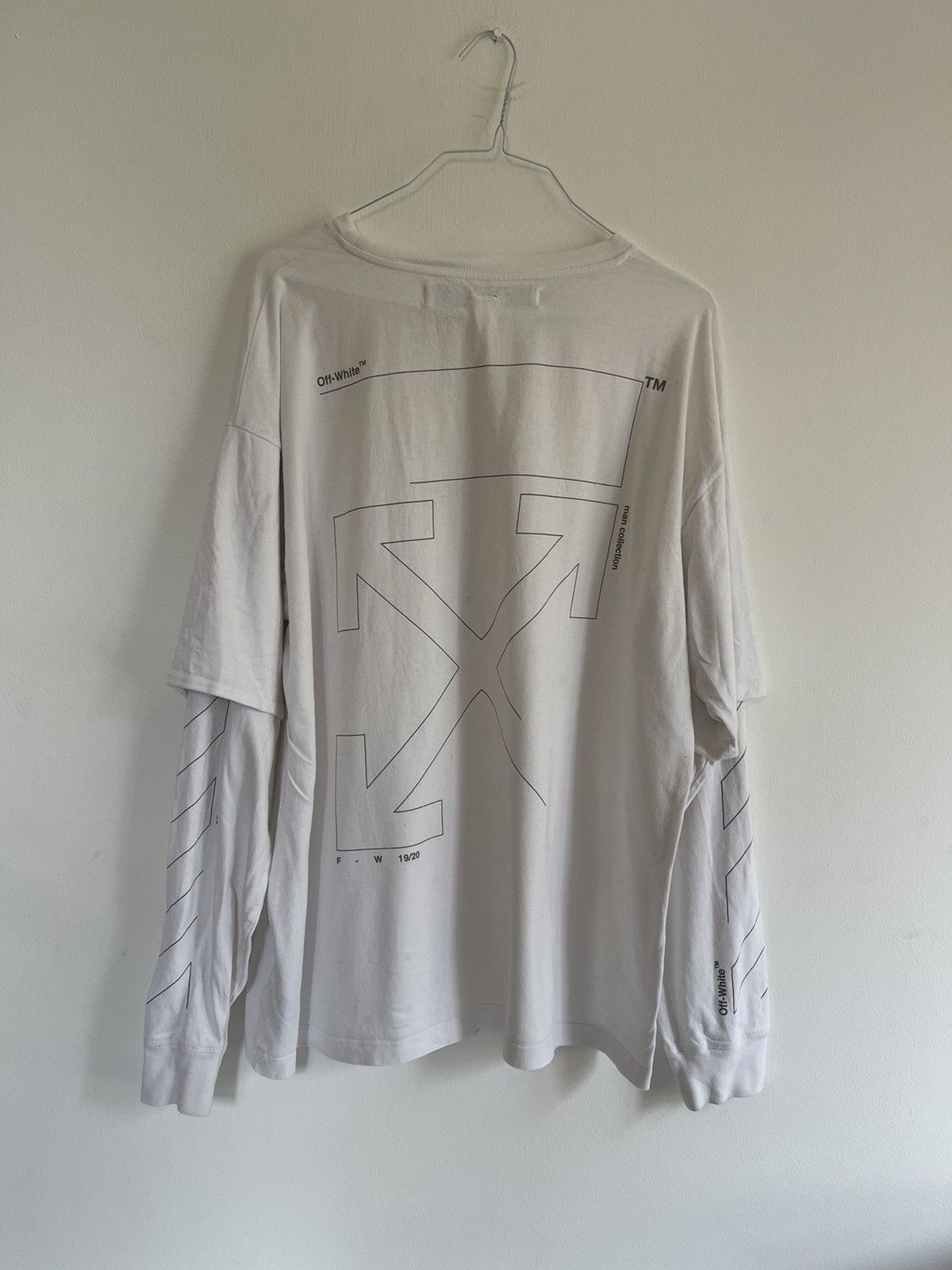 Off white unfinished double Long sleeve TEE