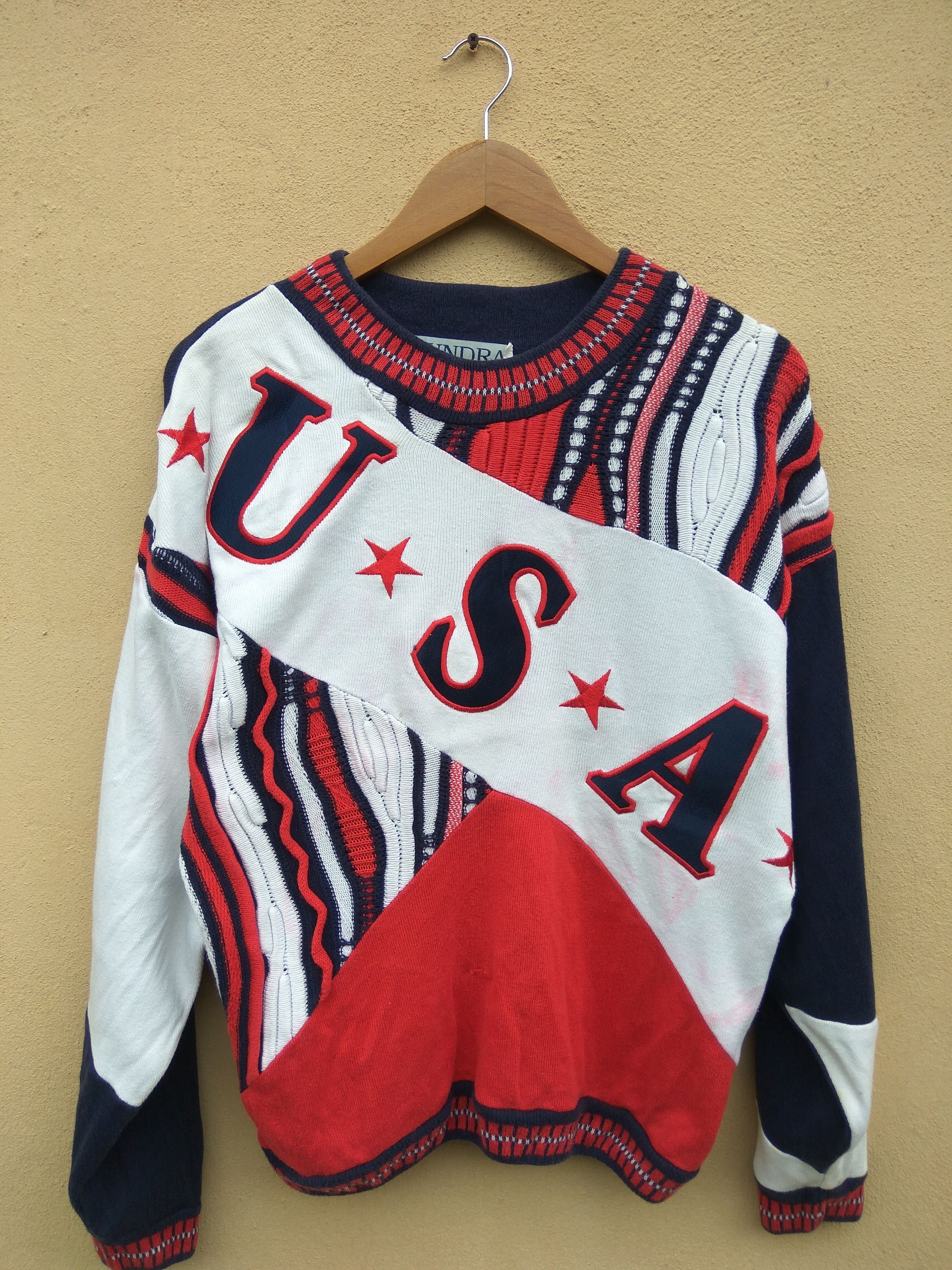 image of Sport Canada Knitwear Sweater Coogi Big Usa Flag in Blue, Men's (Size Medium)