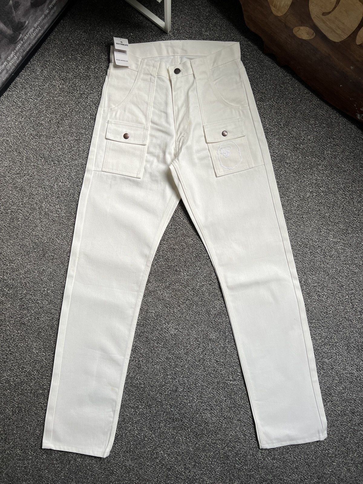 Bape Vintage 90s Bape White Denim Jeans Size US 28 / EU 44 - 2 Thumbnail