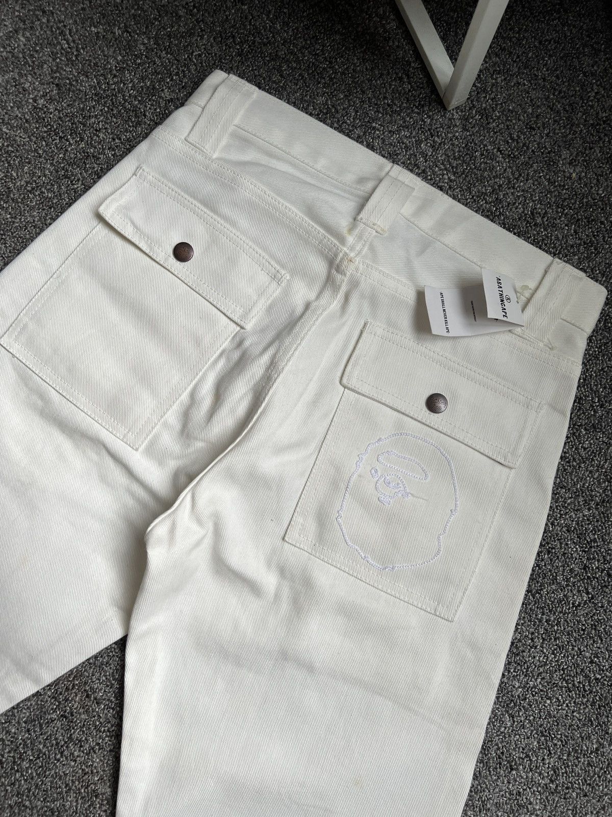 image of Ds Bape Bush Denim Jeans in White, Men's (Size 28)