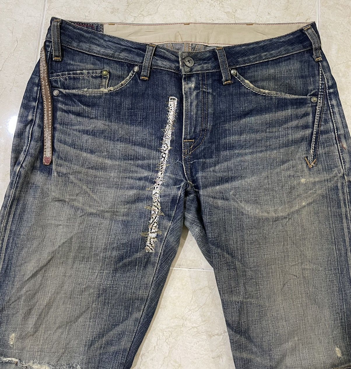 Marithe + Francois Girbaud 🔥RARE Flare Jeans MARITHE FRANCOIS GIRBAUD Distressed Rips Size US 31 - 3 Thumbnail