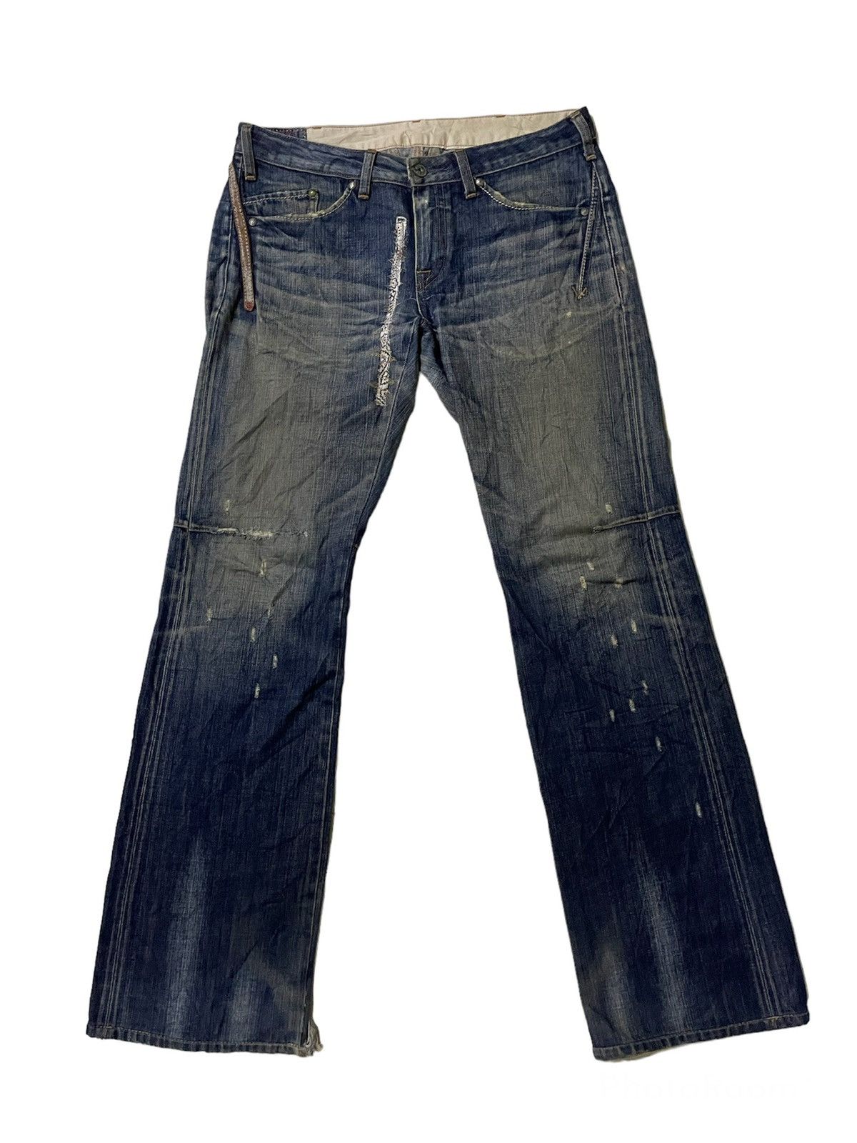 Marithe + Francois Girbaud 🔥RARE Flare Jeans MARITHE FRANCOIS GIRBAUD Distressed Rips Size US 31 - 2 Thumbnail