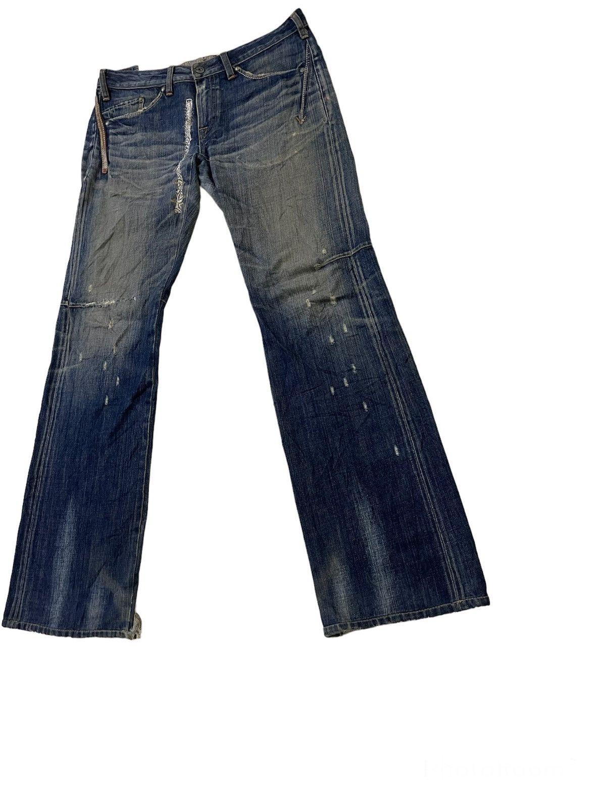 Marithe + Francois Girbaud 🔥RARE Flare Jeans MARITHE FRANCOIS GIRBAUD Distressed Rips Size US 31 - 1 Thumbnail