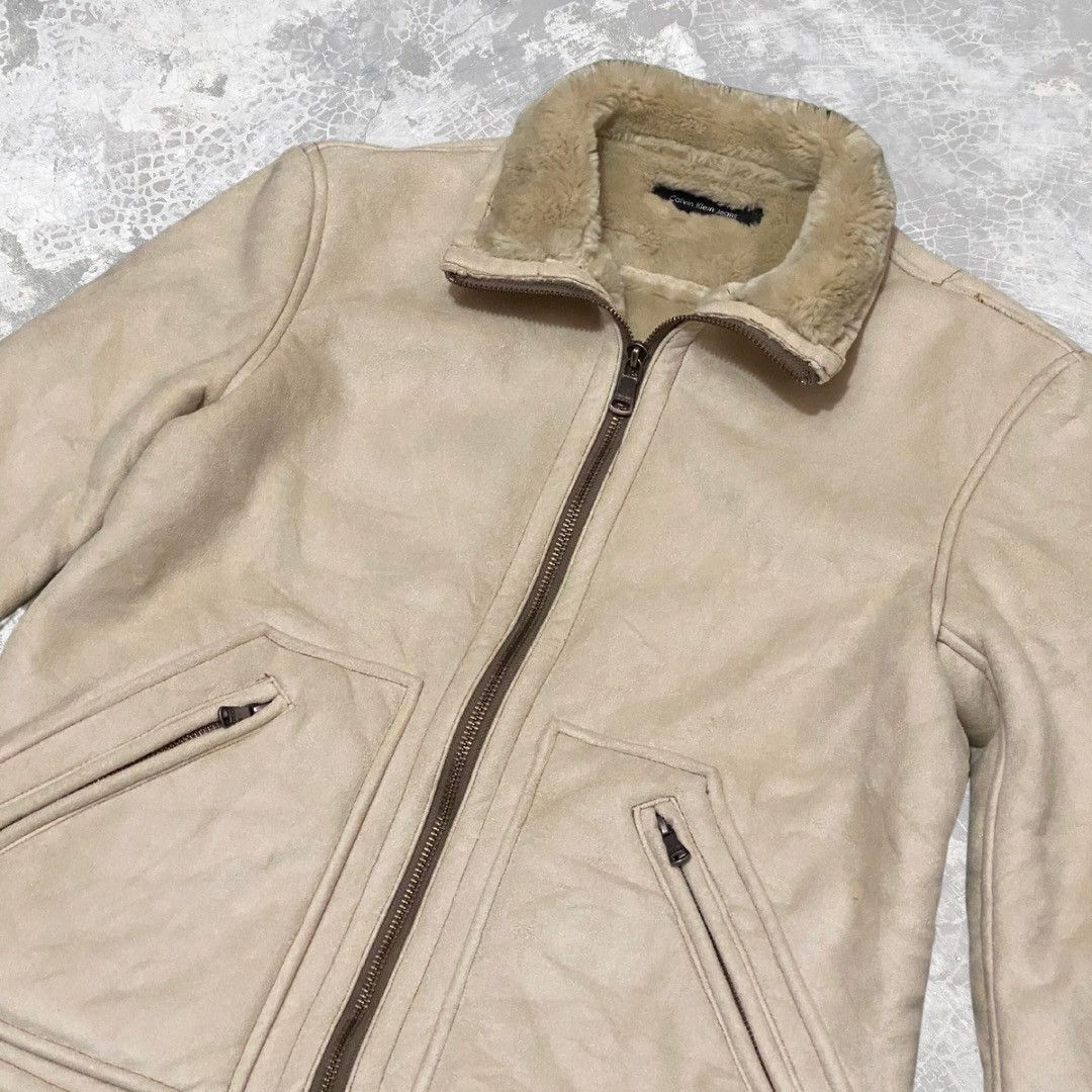 Calvin Klein × Vintage Vintage Calvin Klein Synthetic Leather Sherpa Jacket Size US L / EU 52-54 / 3 - 3 Thumbnail