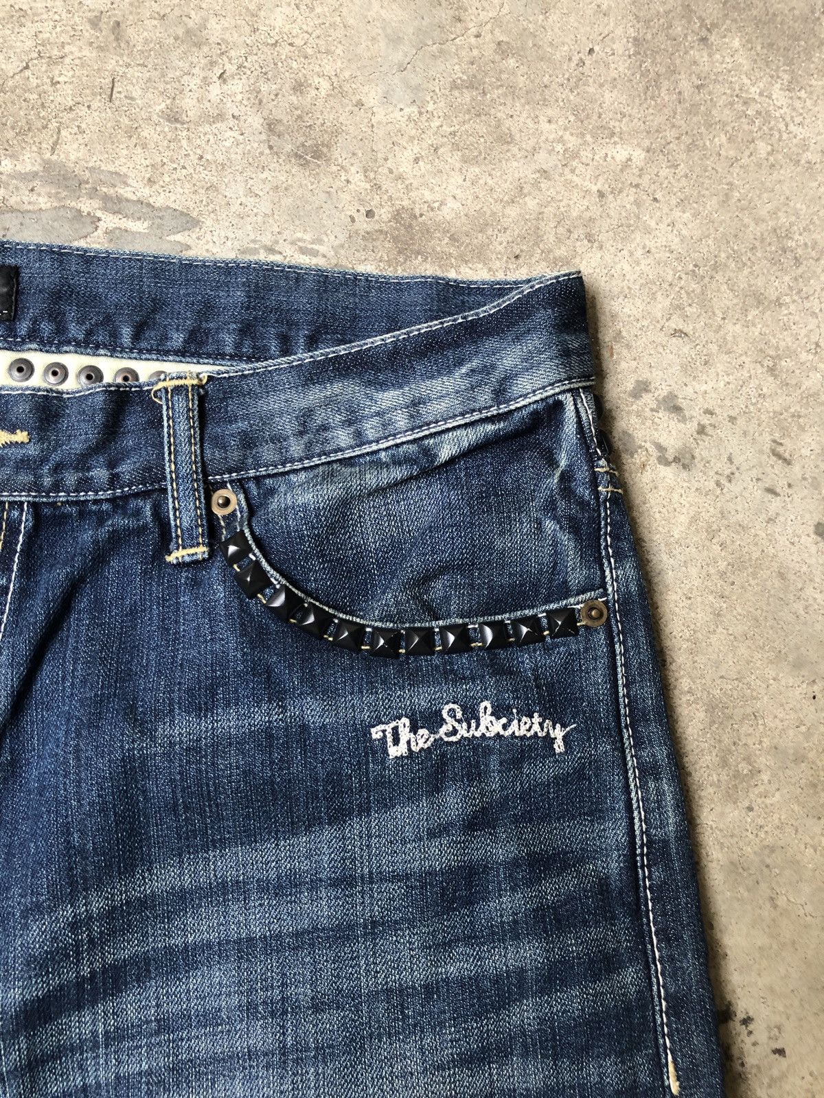 Japanese Brand SUBCIETY STUD SPIKE DENIM JEANS RIPPED STYLE Size US 36 / EU 52 - 5 Thumbnail