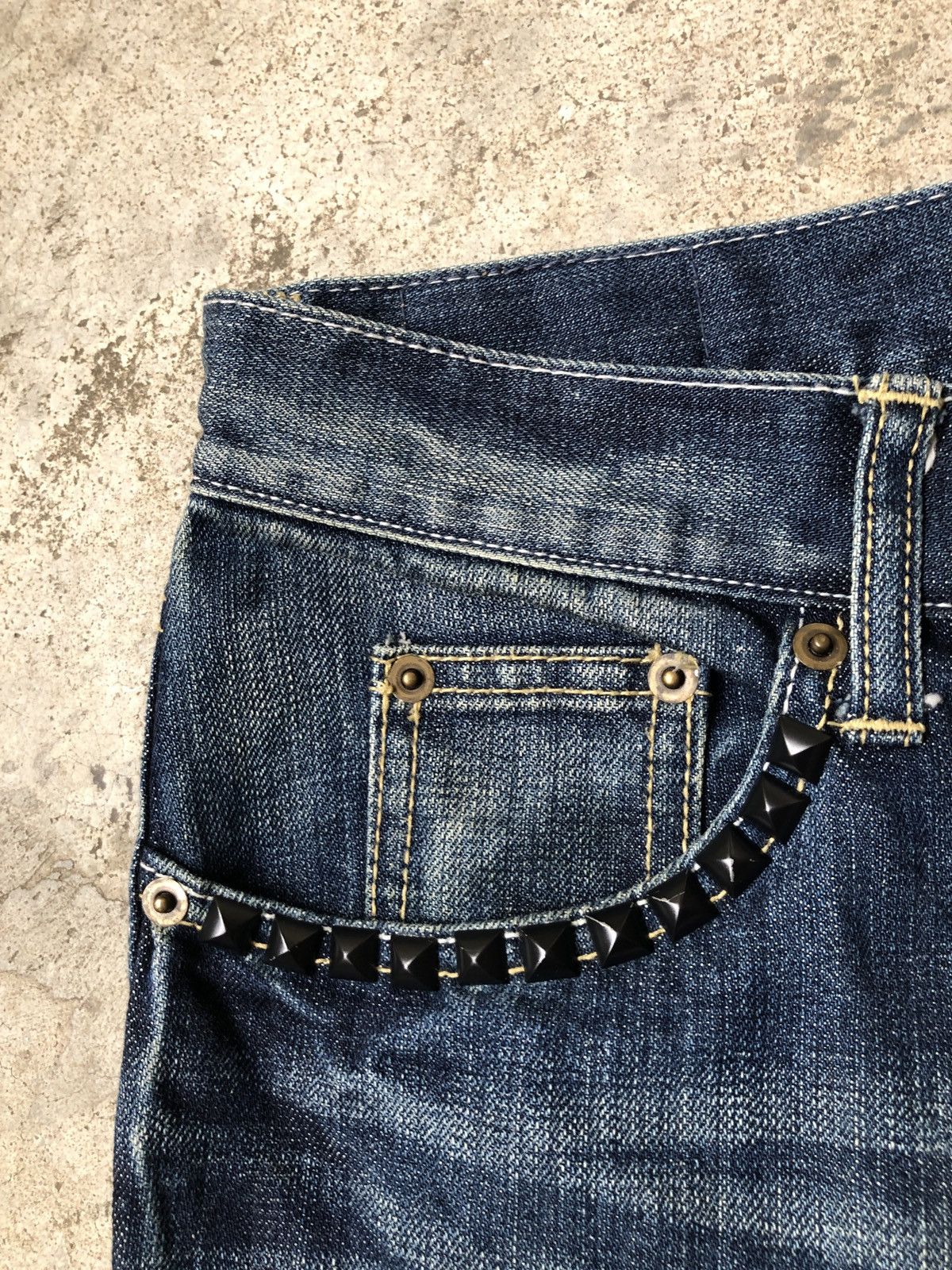 Japanese Brand SUBCIETY STUD SPIKE DENIM JEANS RIPPED STYLE Size US 36 / EU 52 - 7 Thumbnail