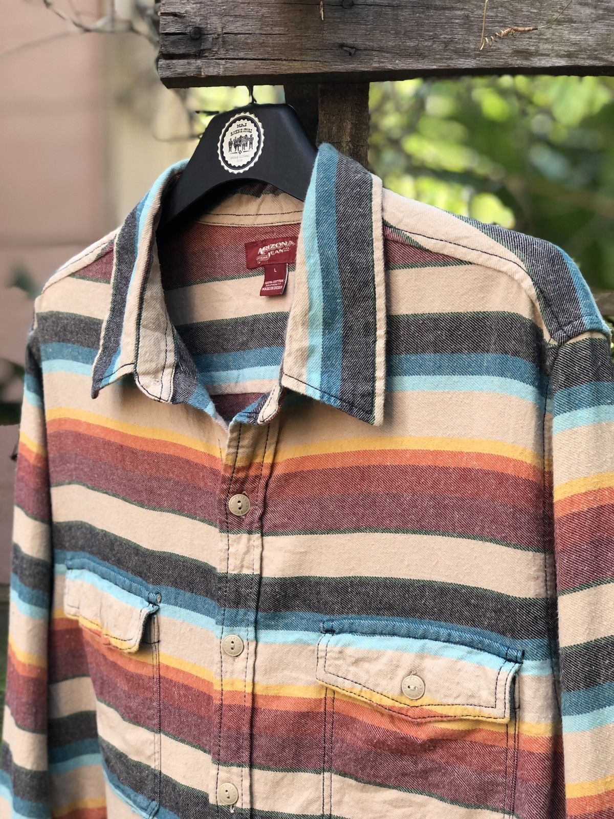 Arizona Jean Co. Vintage Flannel Navajo Striped Shirts by Arizona Jean Size US M / EU 48-50 / 2 - 2 Thumbnail