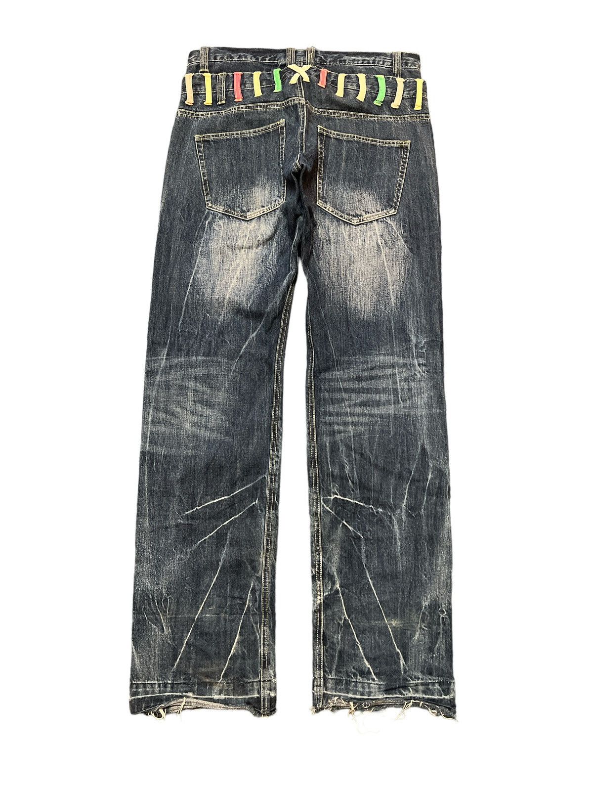Japanese Brand × Vintage SICK‼️DOUBLE WAIST JUNGLE STORM DISTRESSED DENIM PANT Size US 32 / EU 48 - 6 Thumbnail