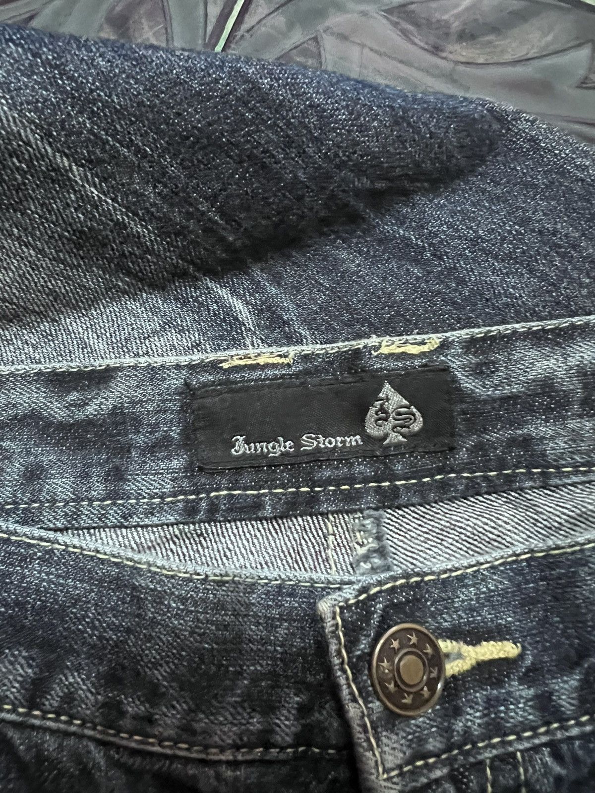 Japanese Brand × Vintage SICK‼️DOUBLE WAIST JUNGLE STORM DISTRESSED DENIM PANT Size US 32 / EU 48 - 7 Thumbnail
