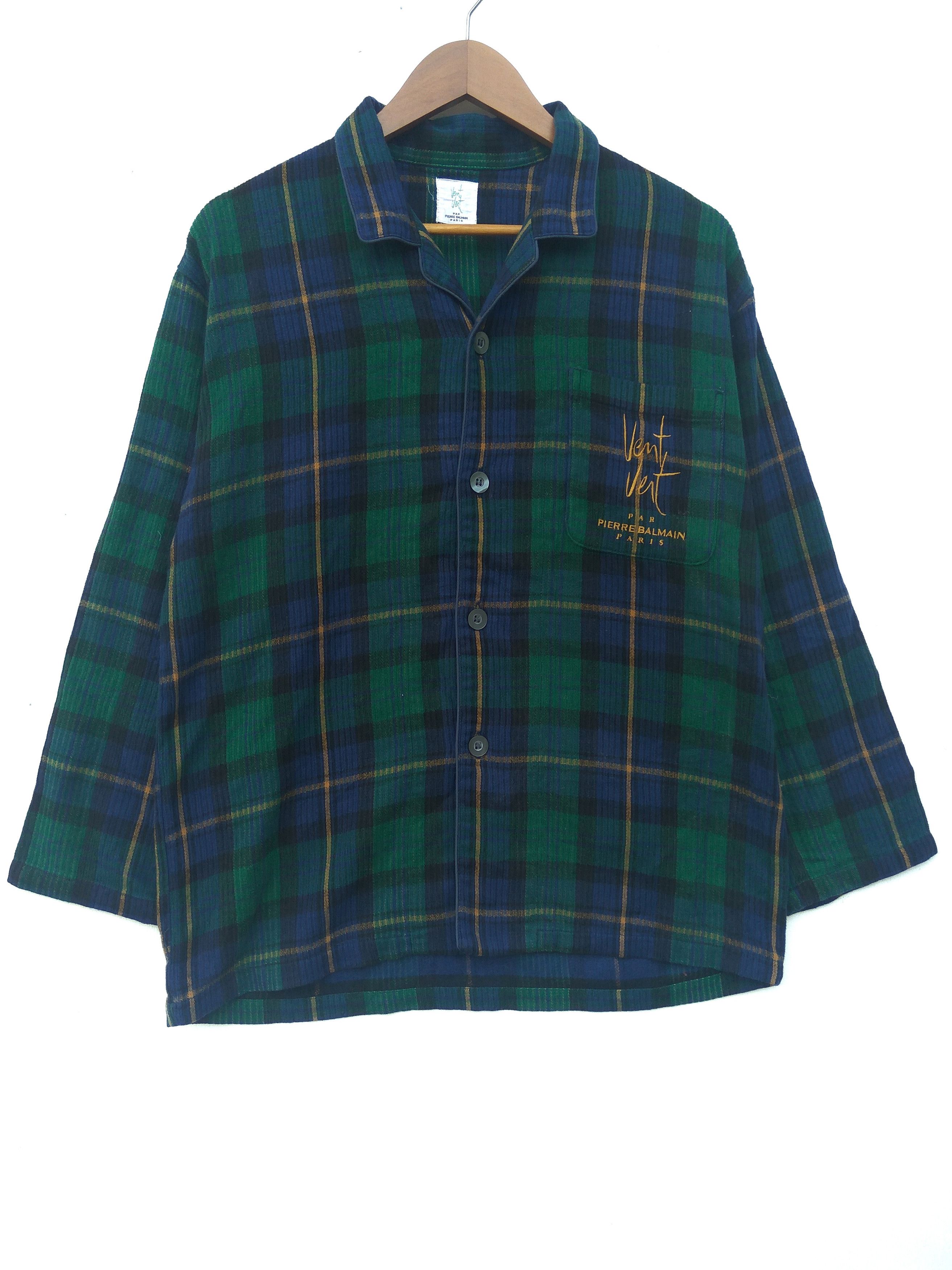 Balmain × Pierre Balmain Pierre Bailmain Sweater button up Vent Vert tartan Size US L / EU 52-54 / 3 - 1 Thumbnail