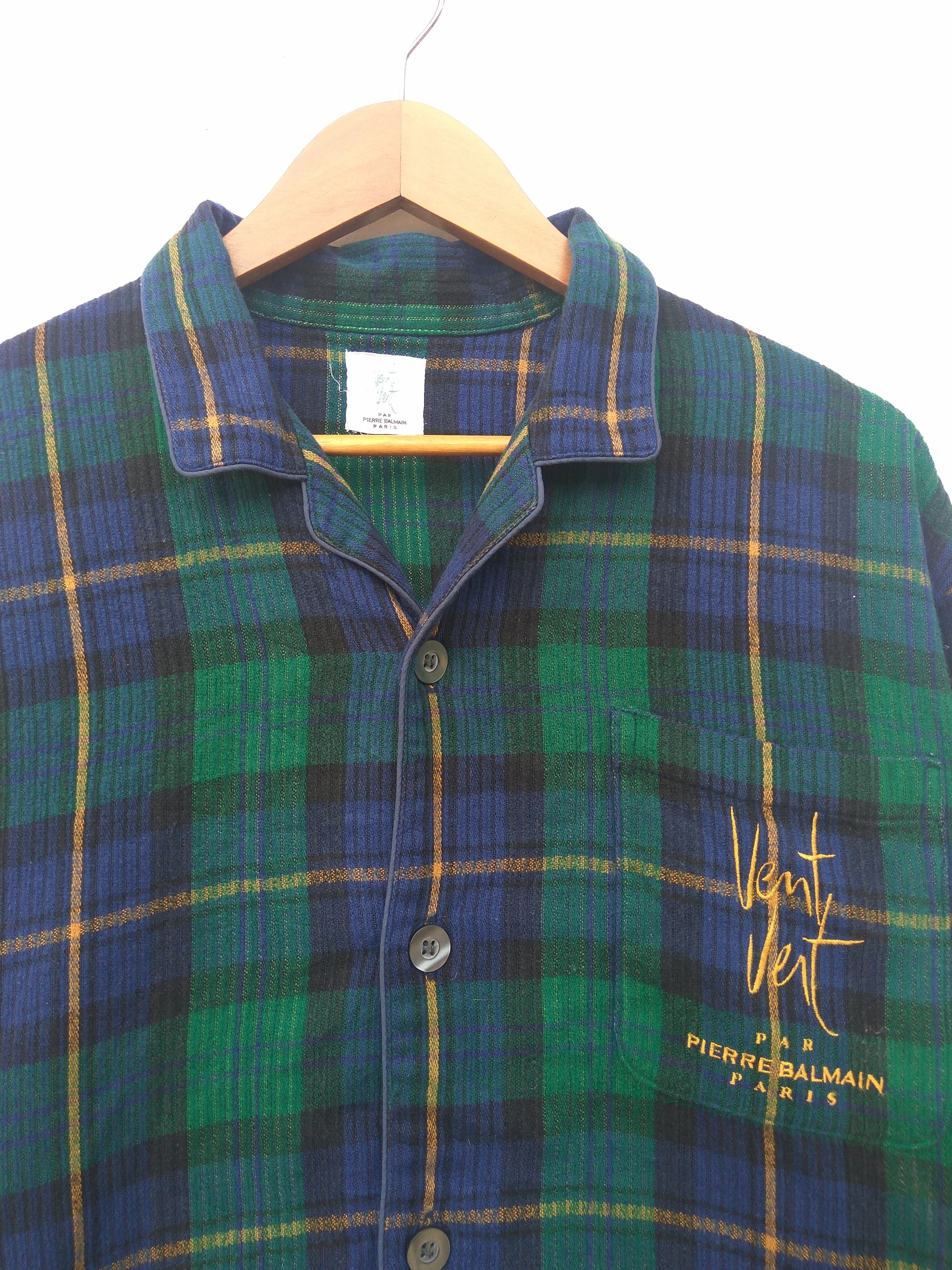 Balmain × Pierre Balmain Pierre Bailmain Sweater button up Vent Vert tartan Size US L / EU 52-54 / 3 - 3 Thumbnail