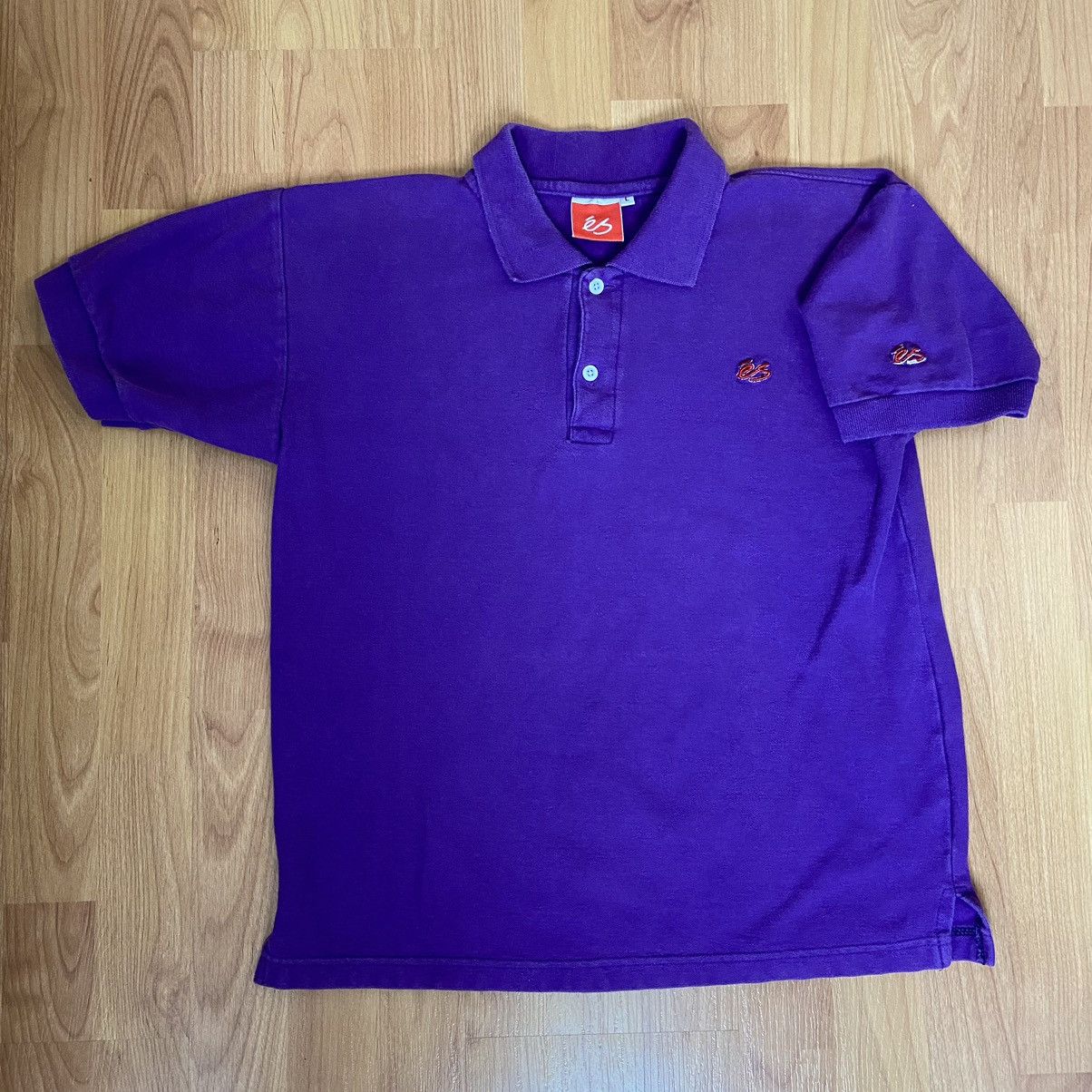 Vintage Es Men’s Logo Purple polo Shirt Size Large