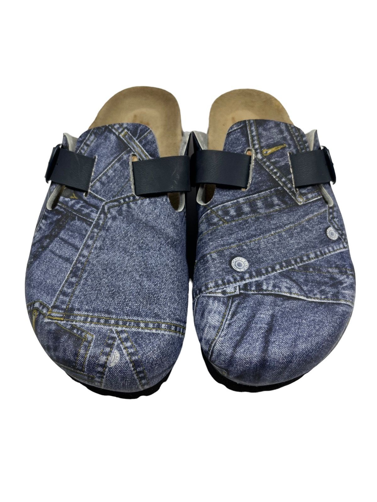 Vintage Birkenstock Style Denim Imitation Sandals Shoes Size US 8 / IT 38 - 3 Thumbnail