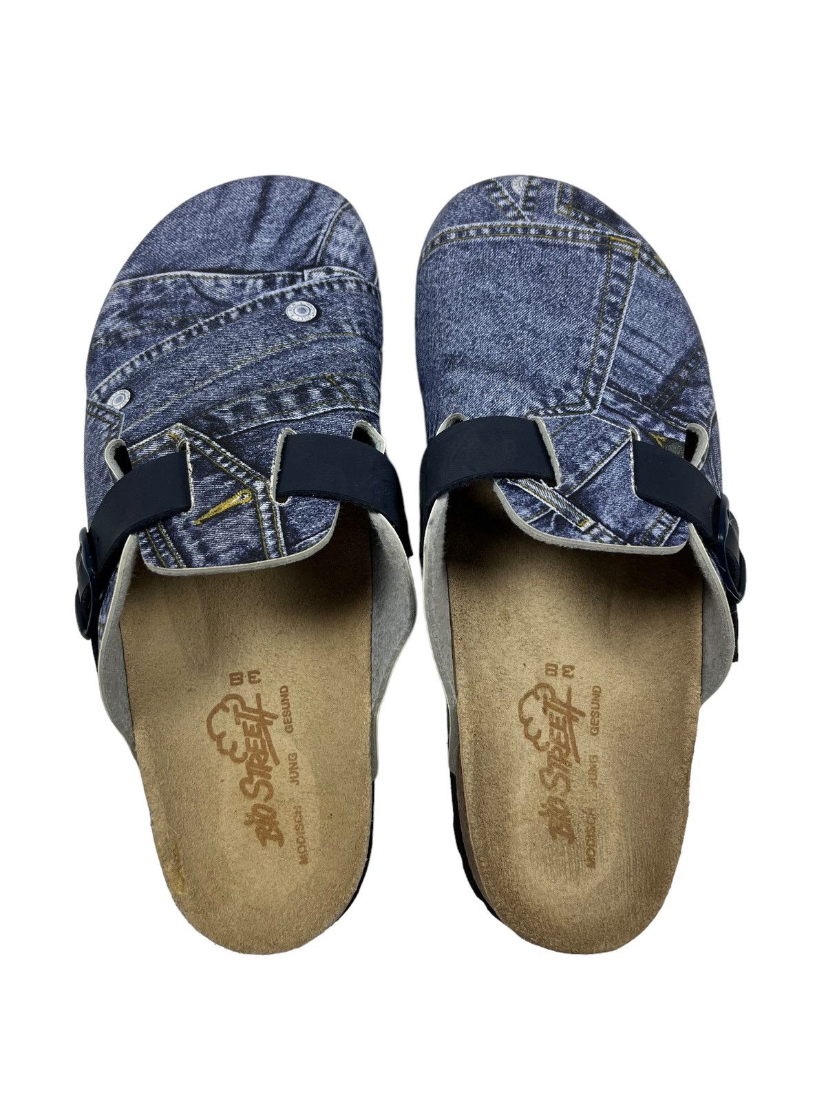 Vintage Birkenstock Style Denim Imitation Sandals Shoes Size US 8 / IT 38 - 5 Thumbnail