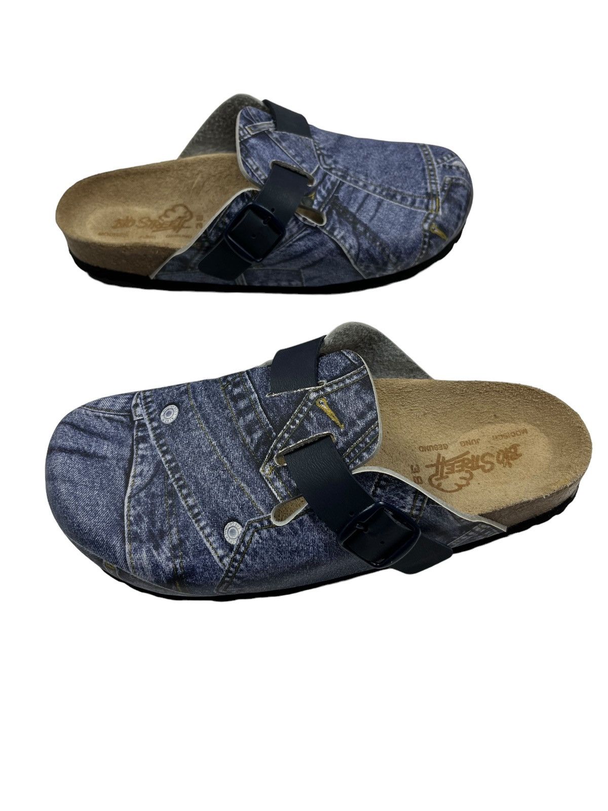 Vintage Birkenstock Style Denim Imitation Sandals Shoes Size US 8 / IT 38 - 1 Thumbnail