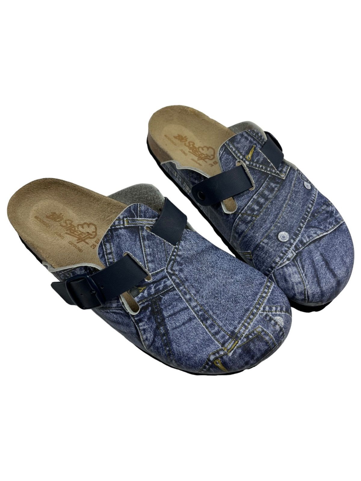 Vintage Birkenstock Style Denim Imitation Sandals Shoes Size US 8 / IT 38 - 2 Thumbnail