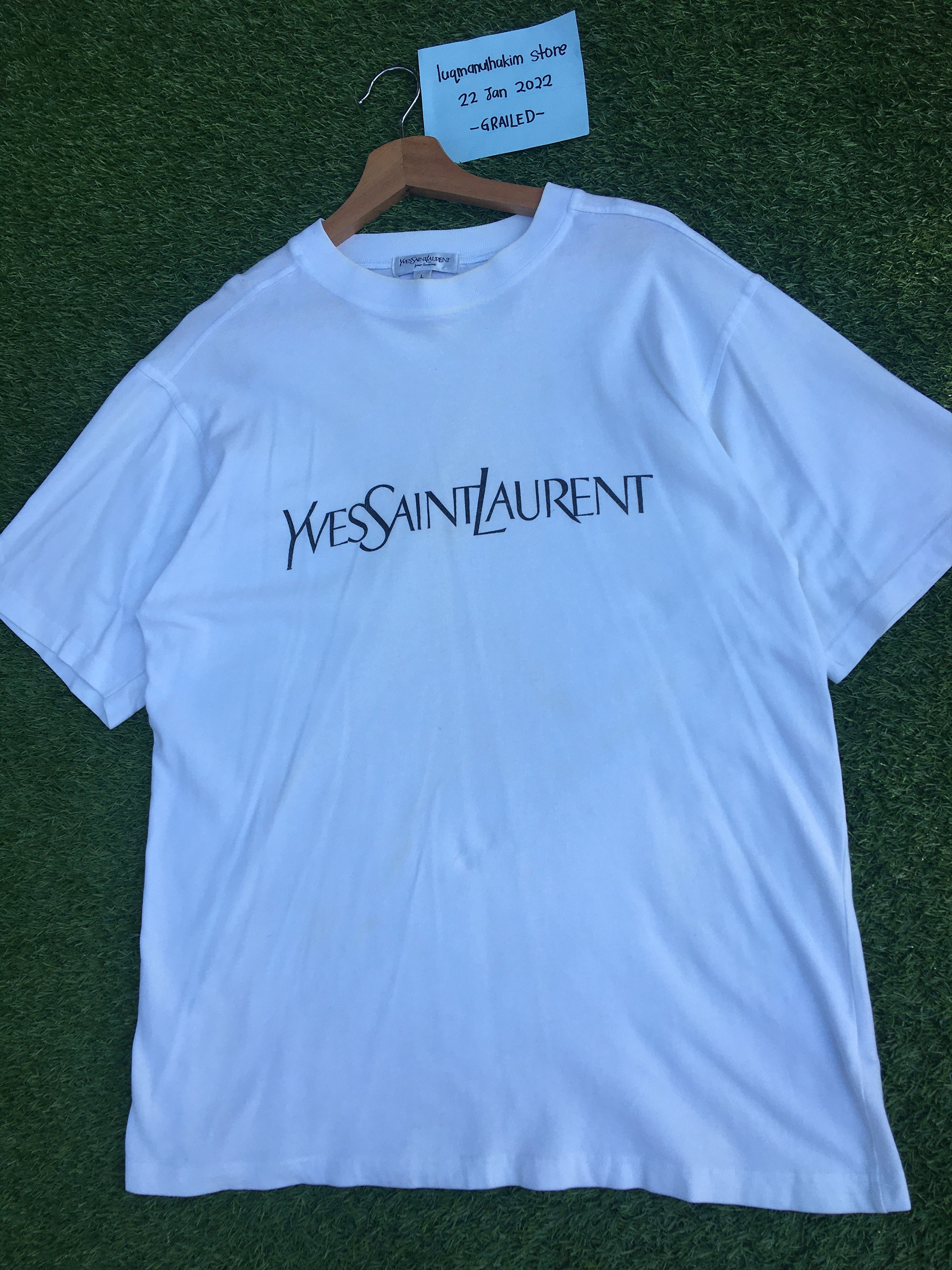 Yves Saint Laurent Vintage YSL Yves Saint Laurent Spellout Tshirt Size US L / EU 52-54 / 3 - 3 Thumbnail