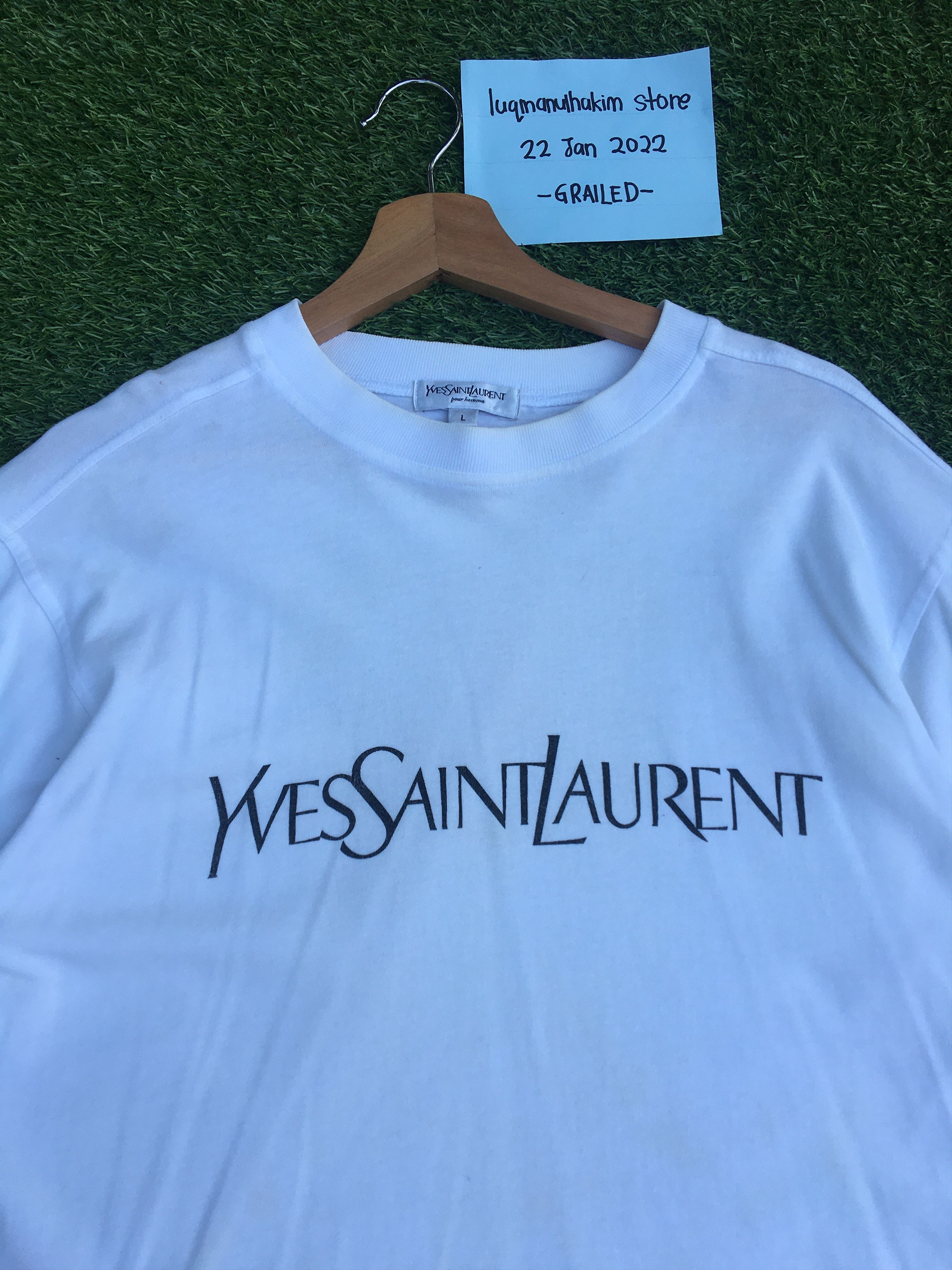Yves Saint Laurent Vintage YSL Yves Saint Laurent Spellout Tshirt Size US L / EU 52-54 / 3 - 5 Thumbnail