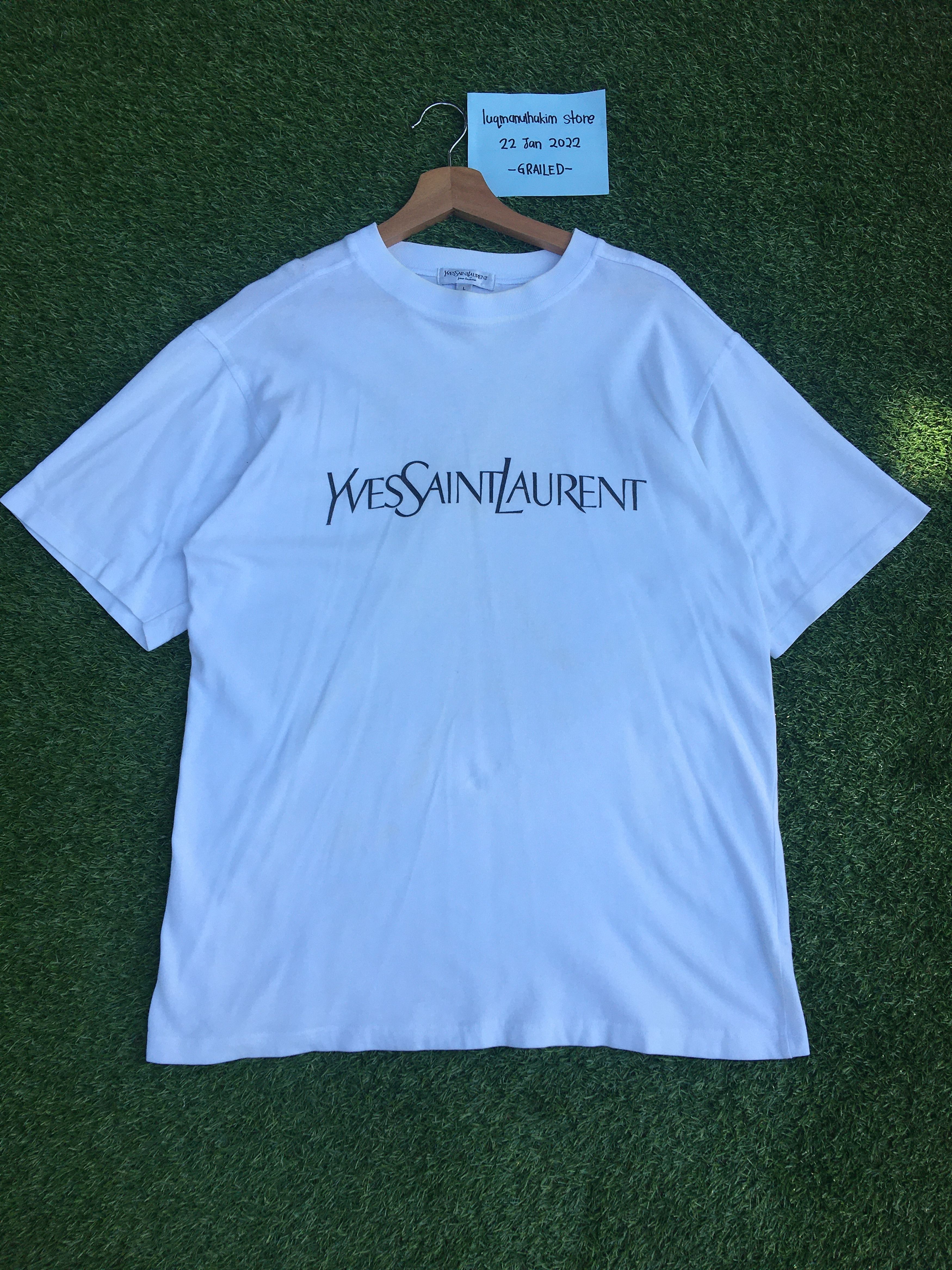 Yves Saint Laurent Vintage YSL Yves Saint Laurent Spellout Tshirt Size US L / EU 52-54 / 3 - 1 Thumbnail