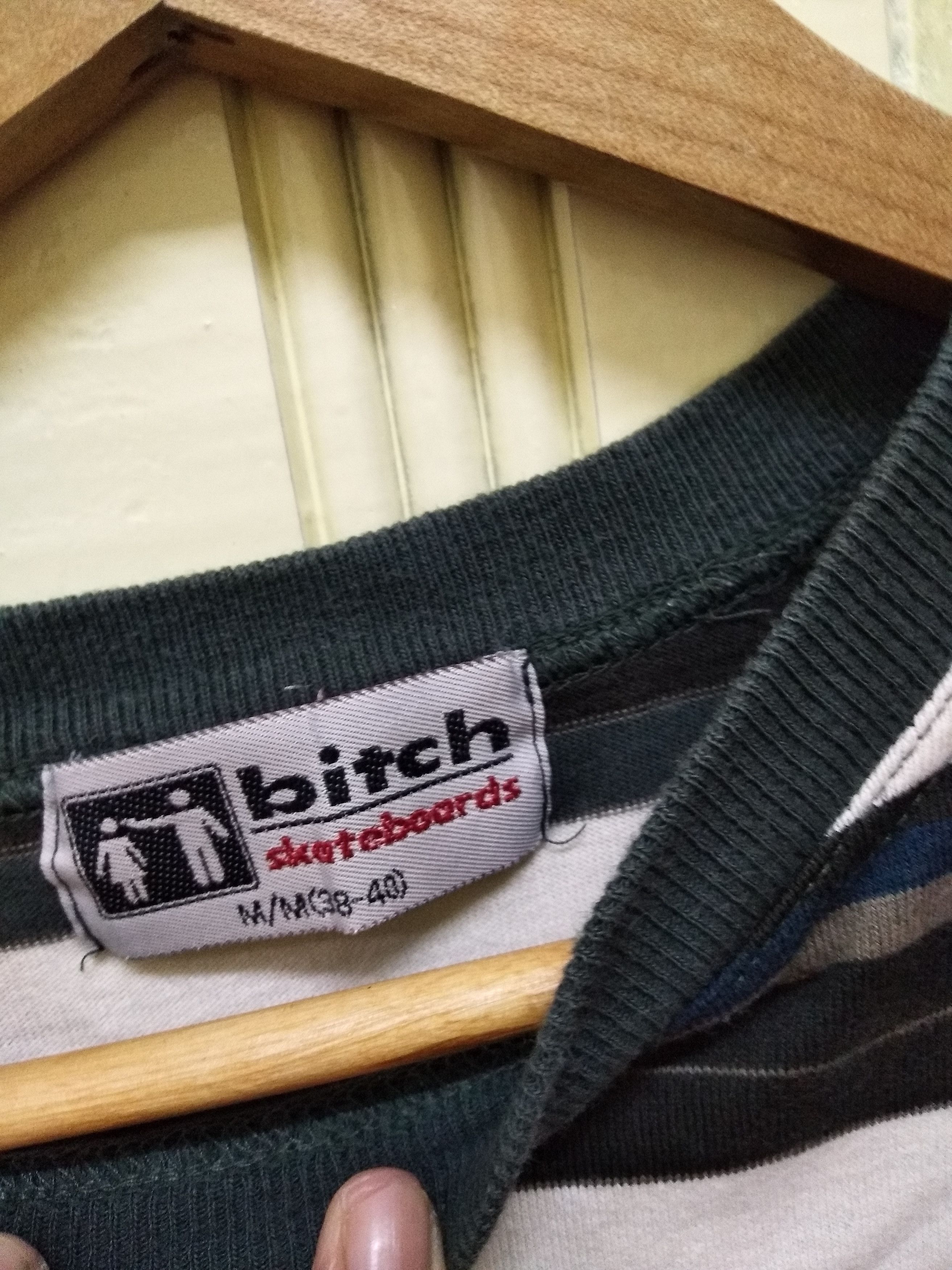 Vintage Vintage 90s BITCH SKATEBOARD tshirt stripes Size US M / EU 48-50 / 2 - 4 Thumbnail