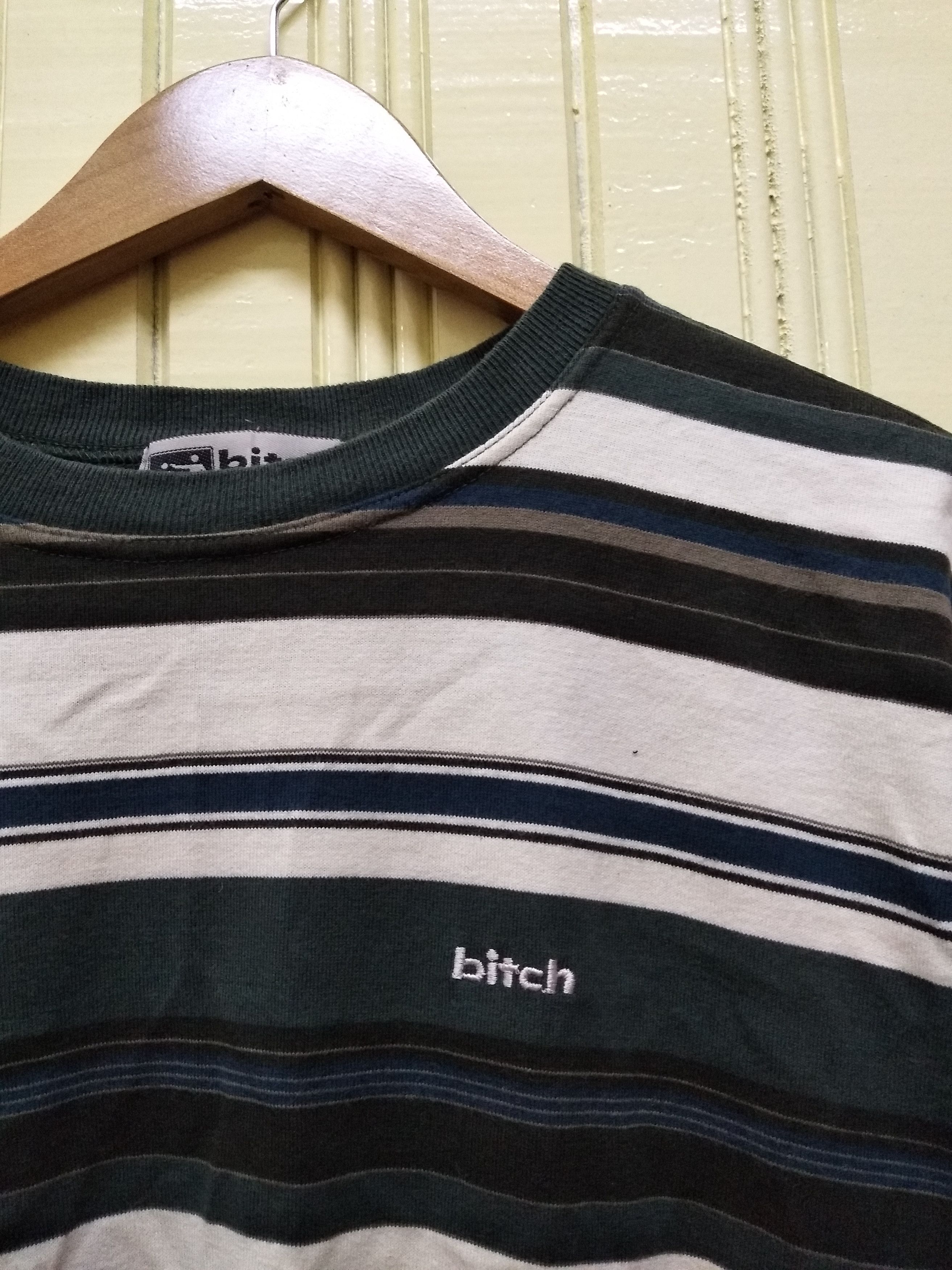 Vintage Vintage 90s BITCH SKATEBOARD tshirt stripes Size US M / EU 48-50 / 2 - 3 Thumbnail