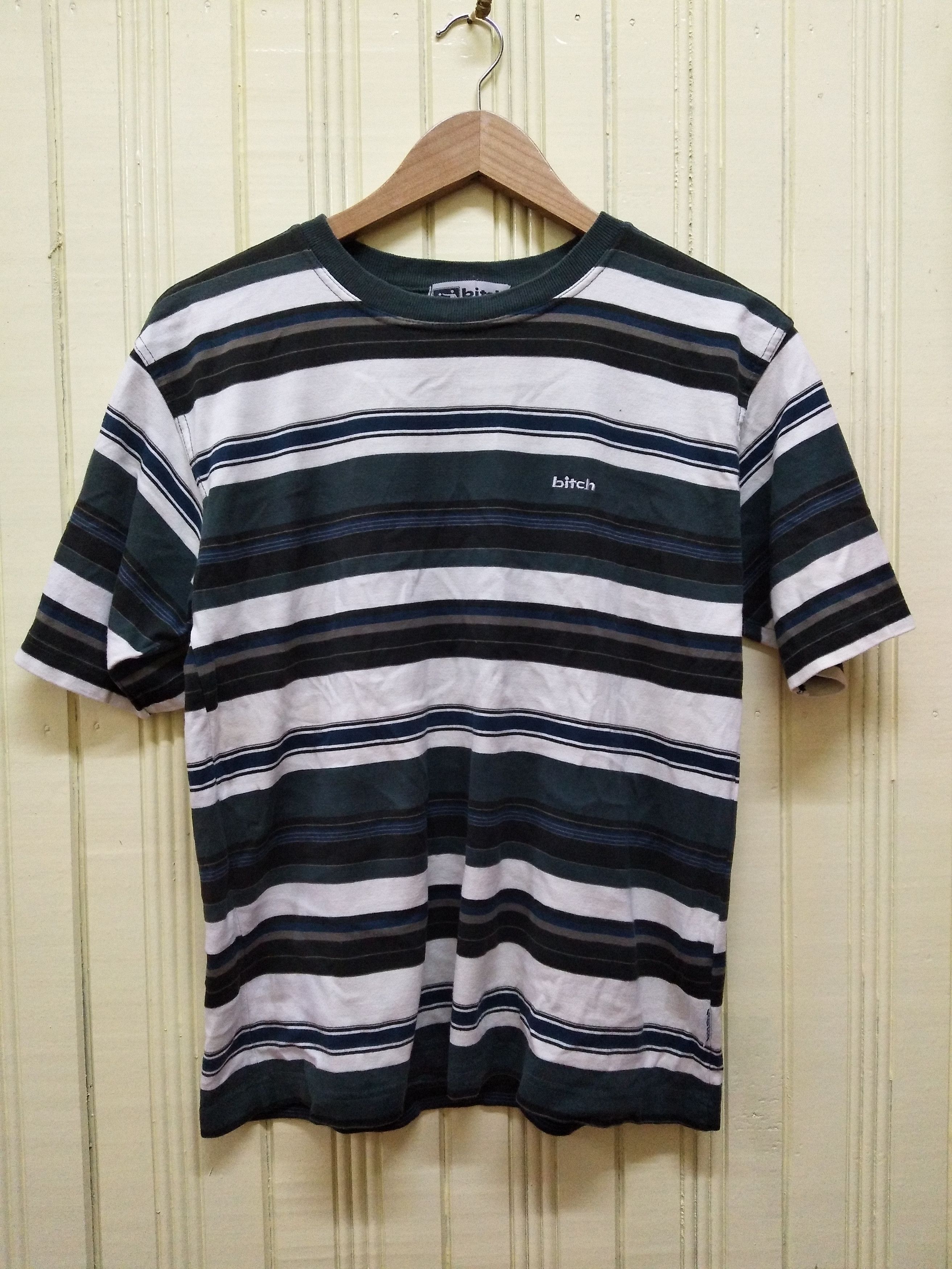 Vintage Vintage 90s BITCH SKATEBOARD tshirt stripes Size US M / EU 48-50 / 2 - 1 Thumbnail