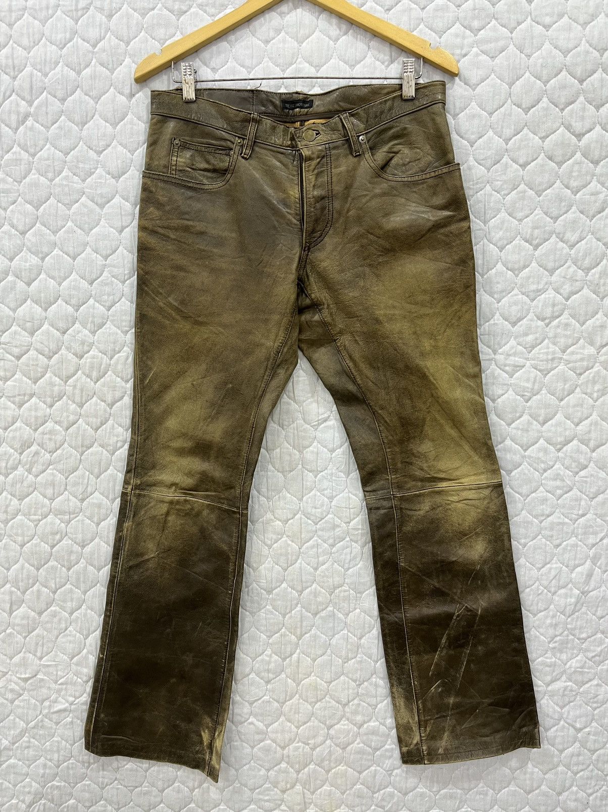 Issey Miyake X. TETE HOMME ROCK N ROLL LEATHER PANTS Size US 32 / EU 48 - 1 Thumbnail