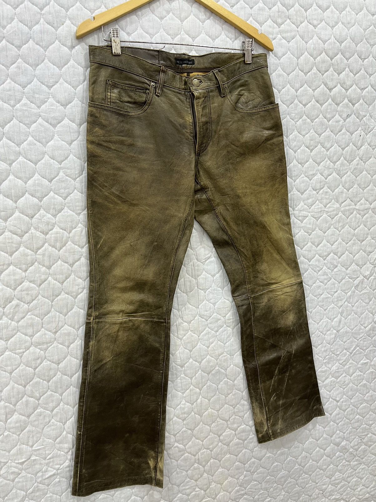 Issey Miyake X. TETE HOMME ROCK N ROLL LEATHER PANTS Size US 32 / EU 48 - 4 Thumbnail