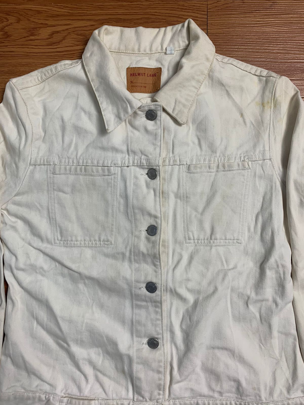 Helmut Lang Helmut Lang 1998 3 Pocket White Denim Jacket Size US S / EU 44-46 / 1 - 4 Thumbnail