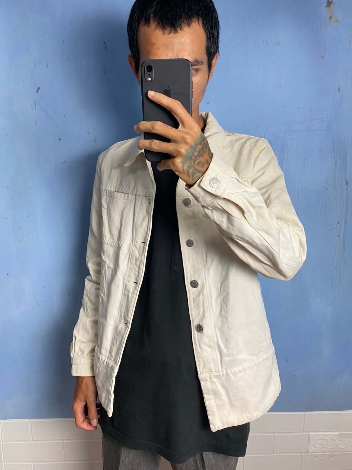 Helmut Lang Helmut Lang 1998 3 Pocket White Denim Jacket Size US S / EU 44-46 / 1 - 1 Thumbnail