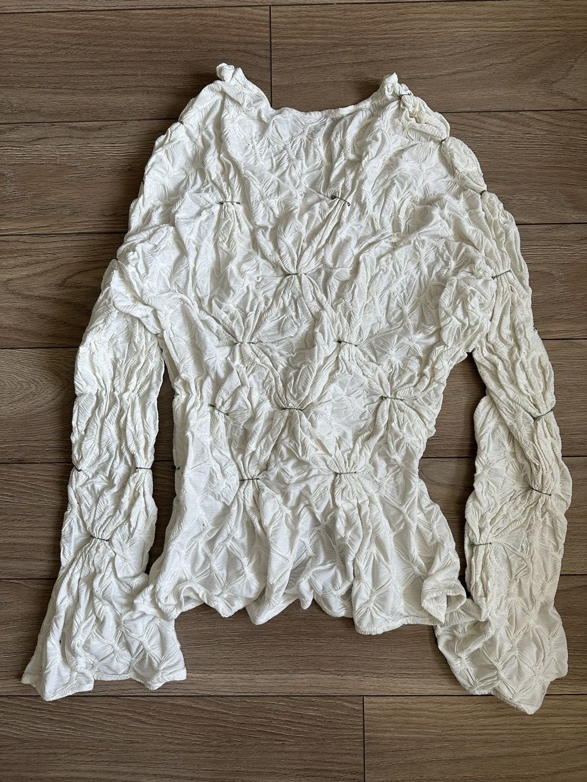 Other Waxed smocked textured white romantic blouse Size US S / EU 44-46 / 1 - 14 Thumbnail