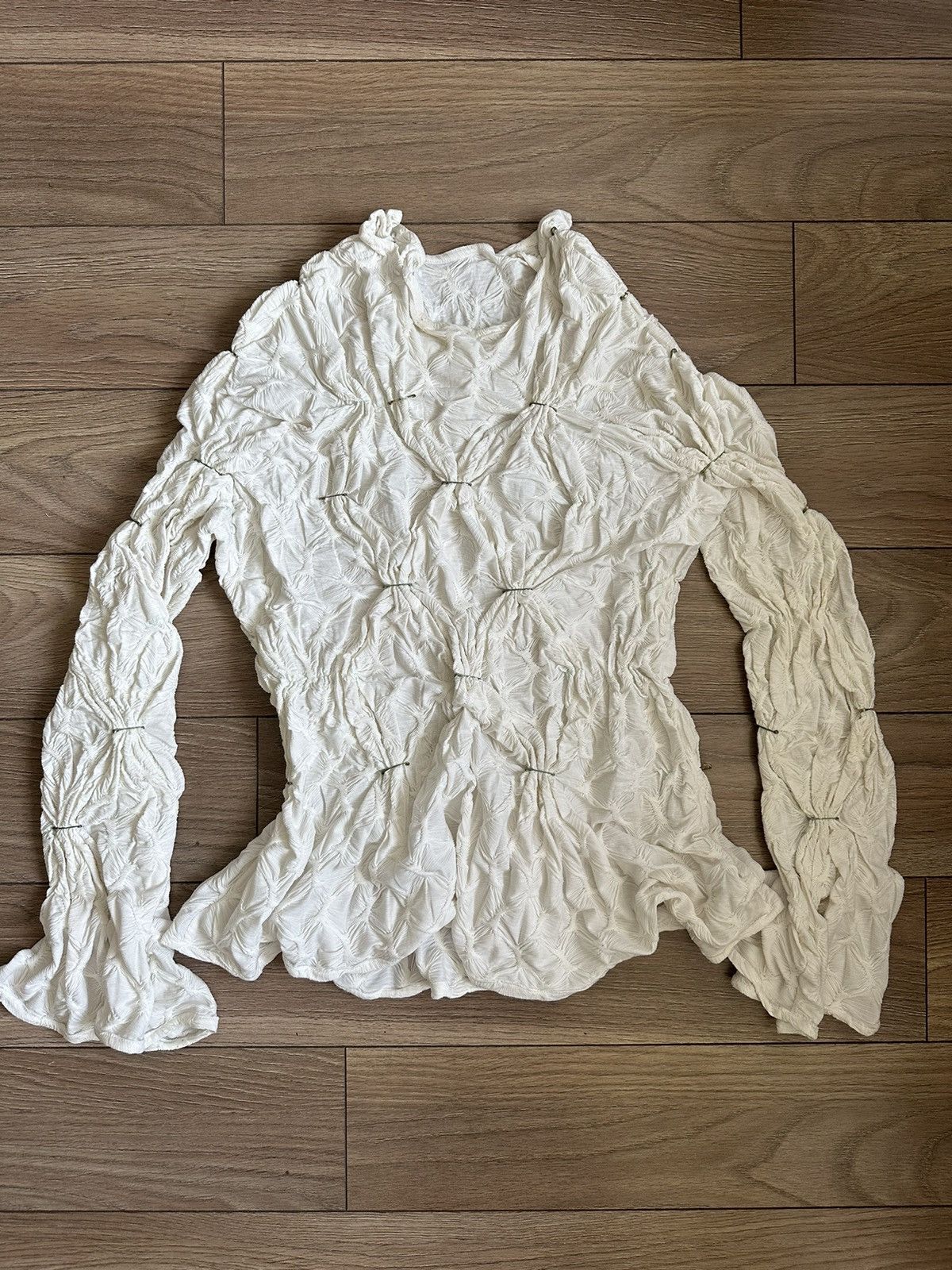 Other Waxed smocked textured white romantic blouse Size US S / EU 44-46 / 1 - 4 Thumbnail
