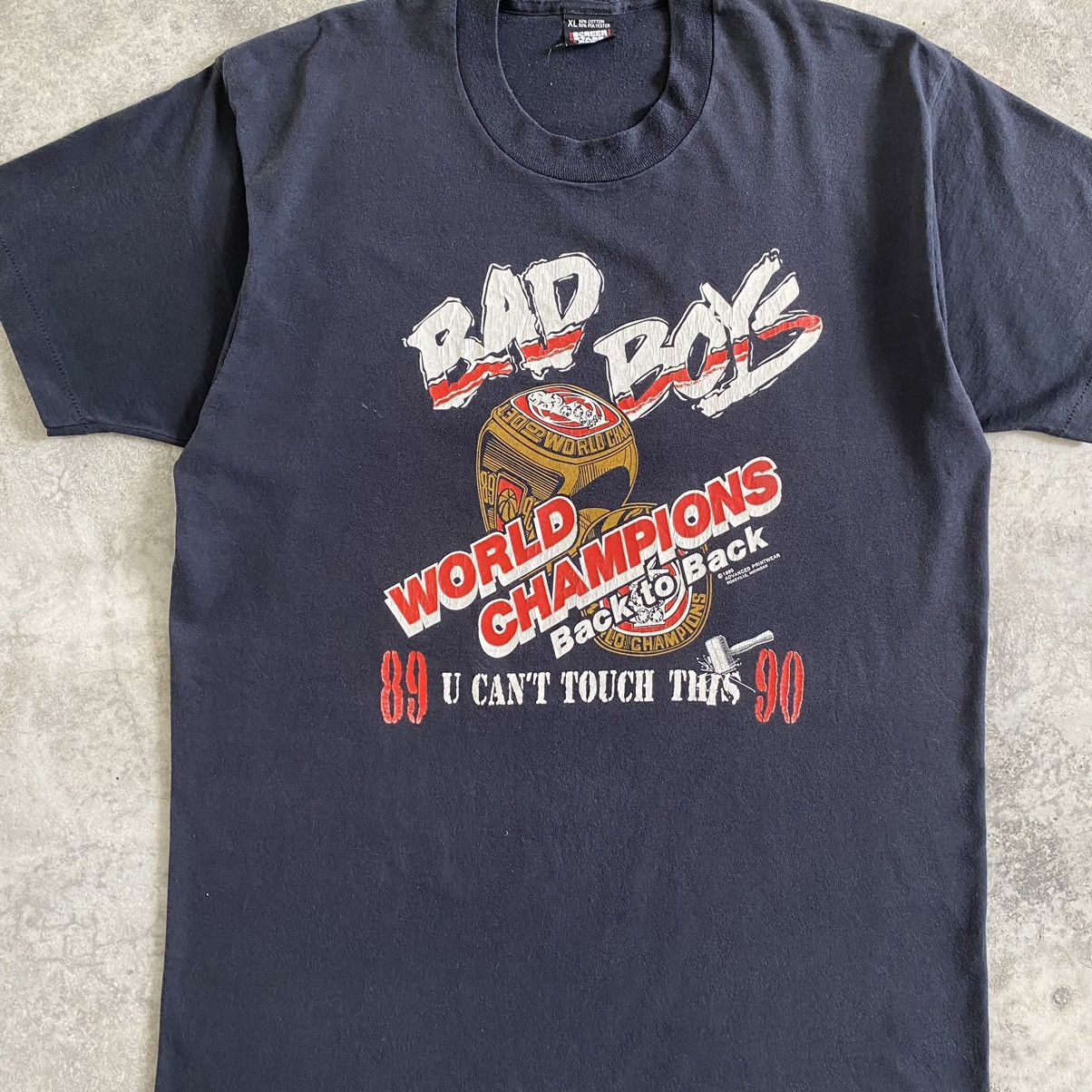 NBA Vintage 1990 Detroit Pistons Bad Boys NBA Promo T-shirt Size US XL / EU 56 / 4 - 6 Thumbnail