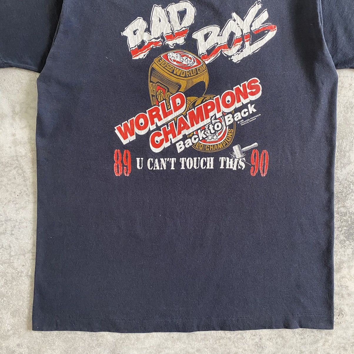 NBA Vintage 1990 Detroit Pistons Bad Boys NBA Promo T-shirt Size US XL / EU 56 / 4 - 5 Thumbnail