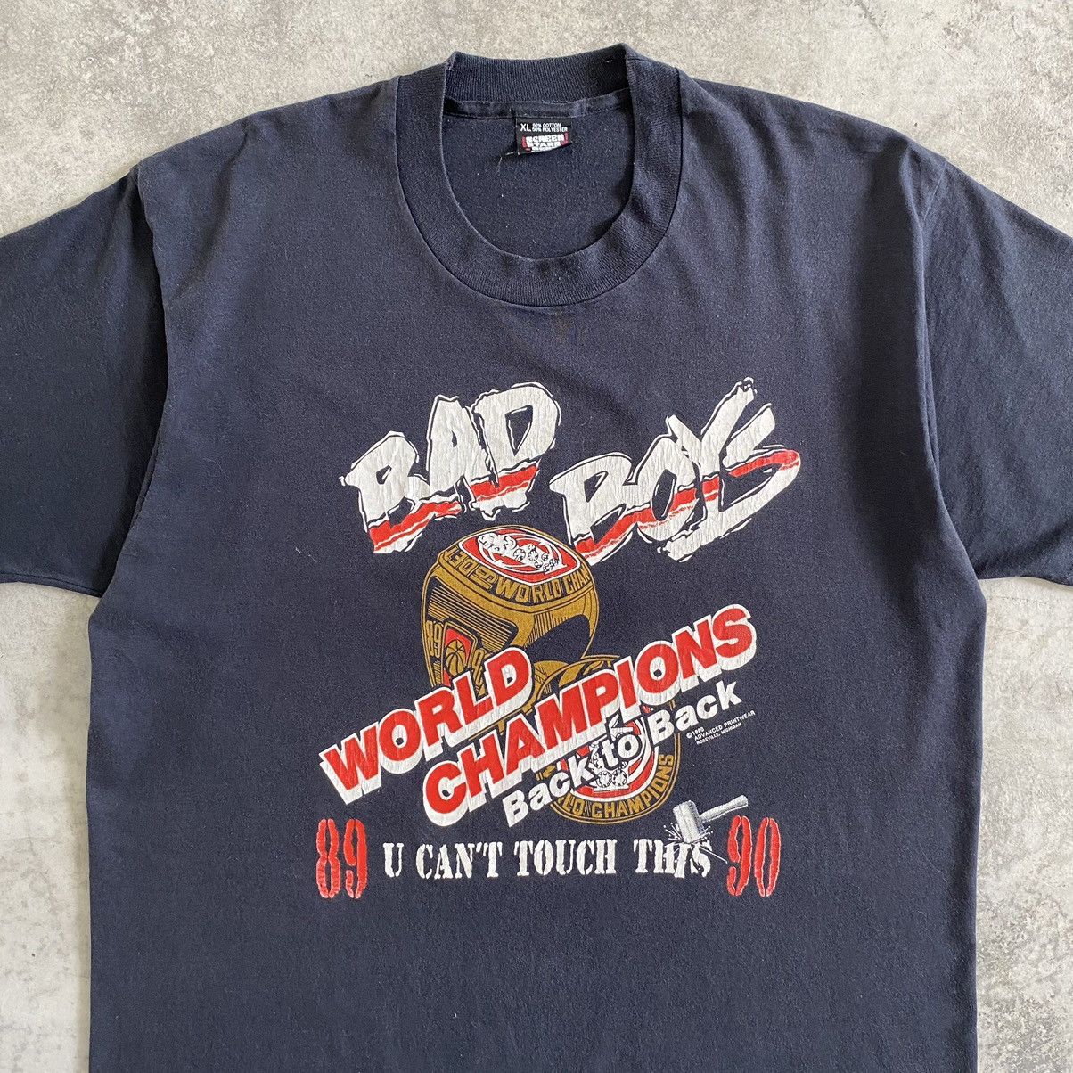 NBA Vintage 1990 Detroit Pistons Bad Boys NBA Promo T-shirt Size US XL / EU 56 / 4 - 4 Thumbnail
