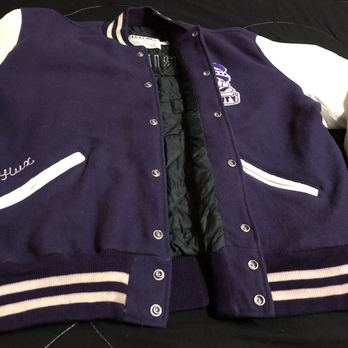 Vintage Vintage De Long Letterman Varsity Jacket leather Sleeve Size US XL / EU 56 / 4 - 6 Thumbnail