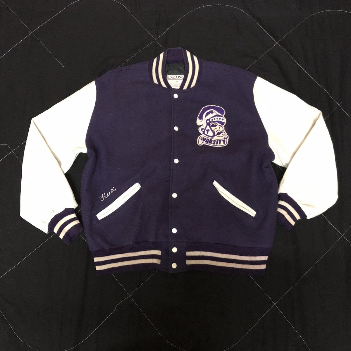 Vintage Vintage De Long Letterman Varsity Jacket leather Sleeve Size US XL / EU 56 / 4 - 1 Thumbnail