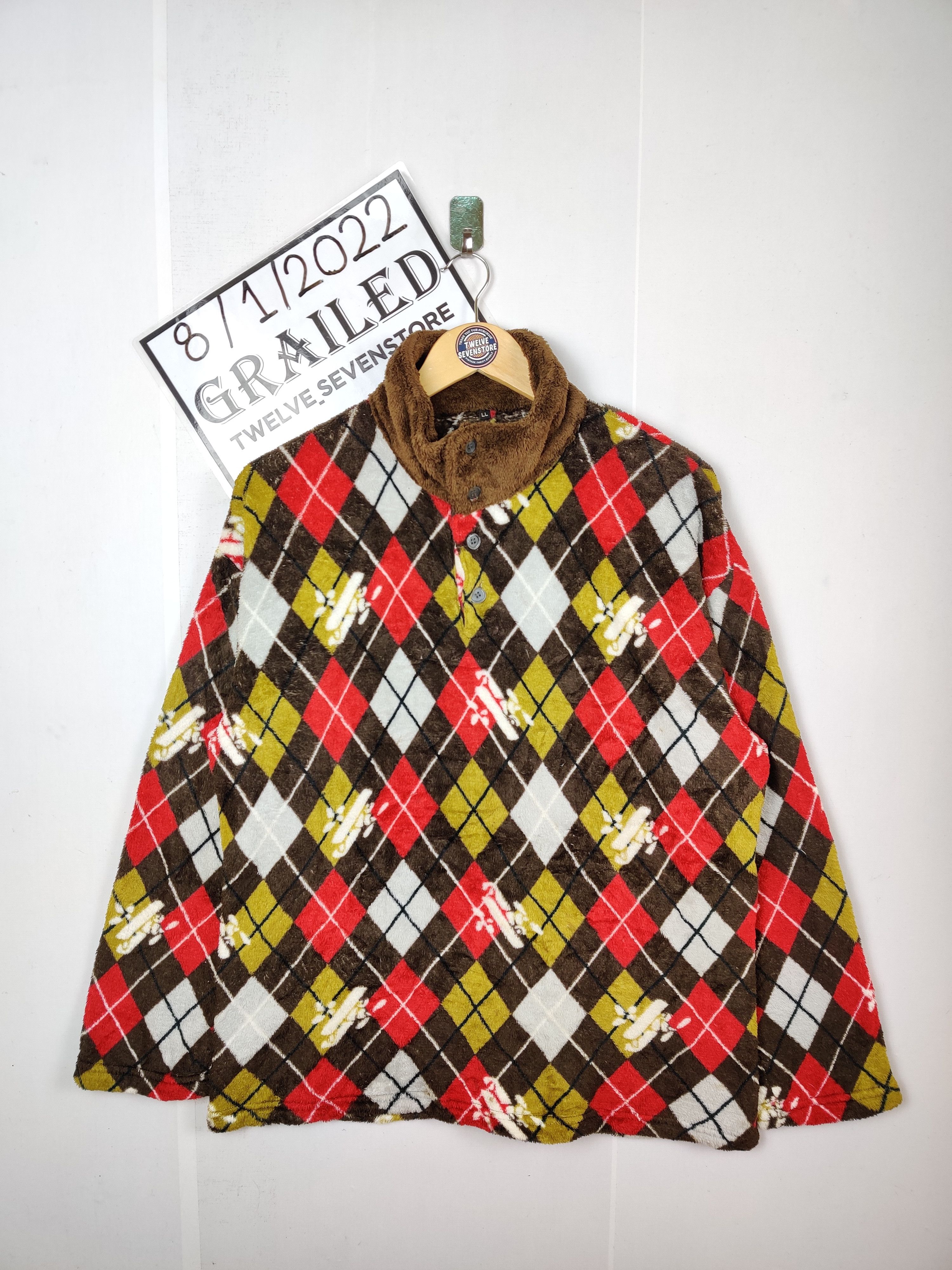 Fashion Victim Vintage Checkered Fleece Long Sleeve Polos Shirt Button Up Size US L / EU 52-54 / 3 - 1 Thumbnail