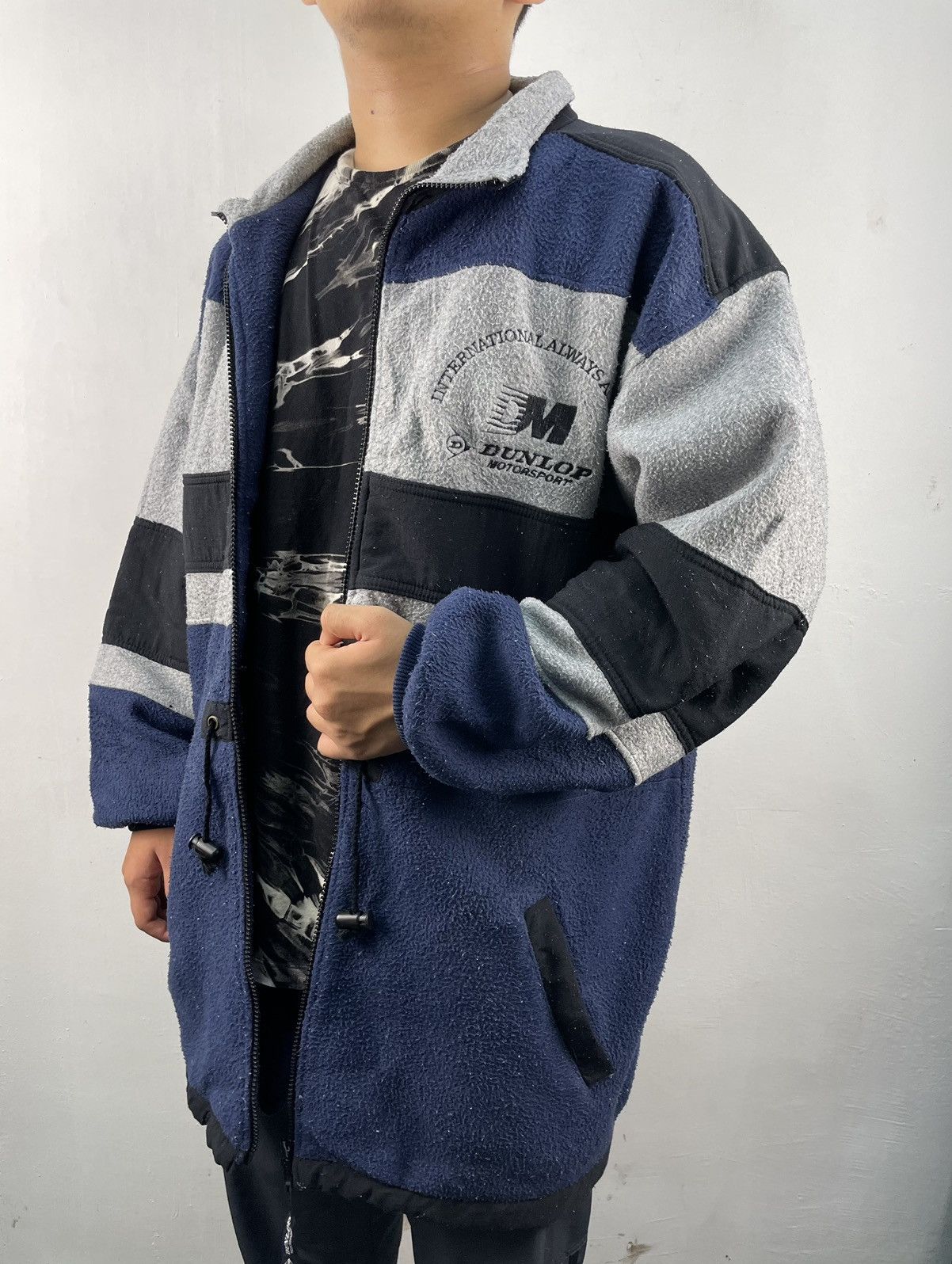image of Vintage 90's Dunlop Motorsport Fleece Jacket Colorblock, Men's (Size XL)